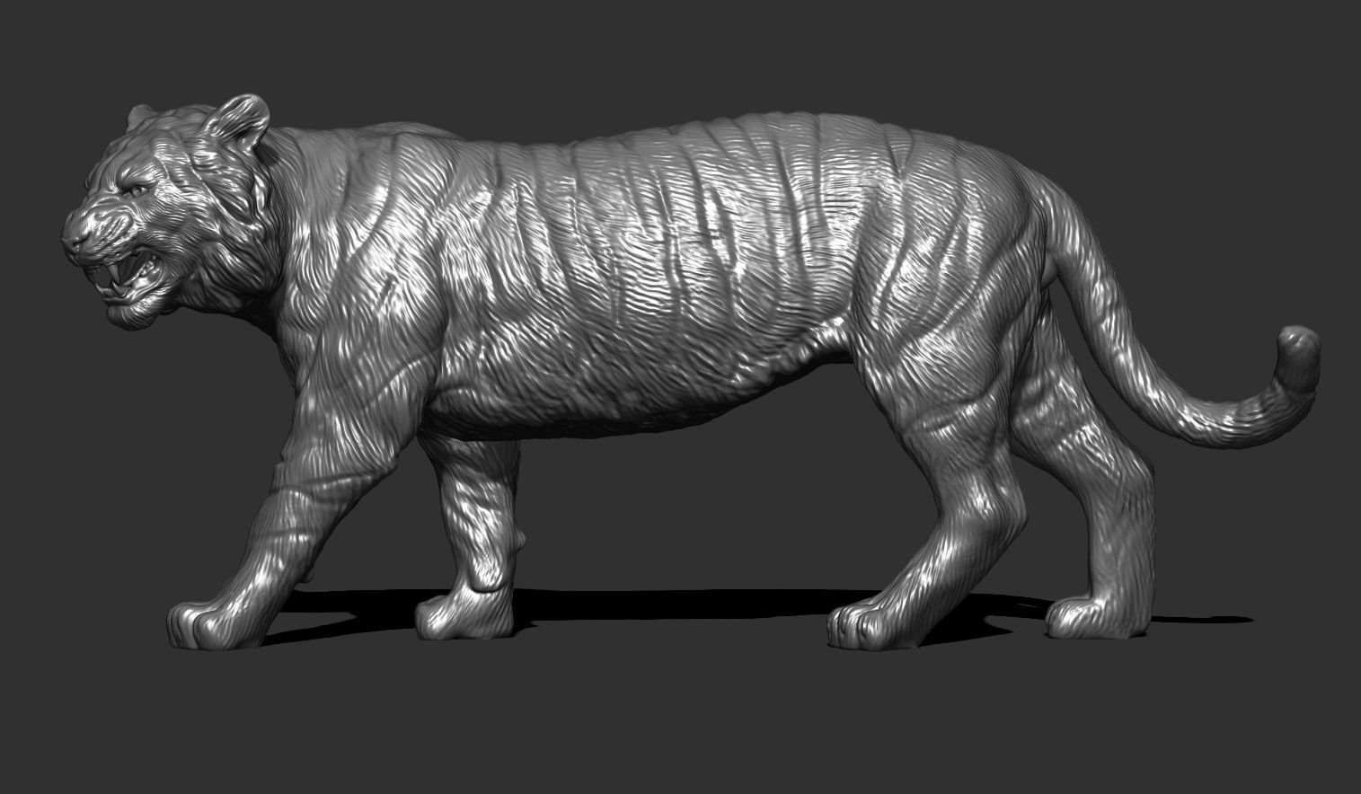 Tiger statue 3D print model_6