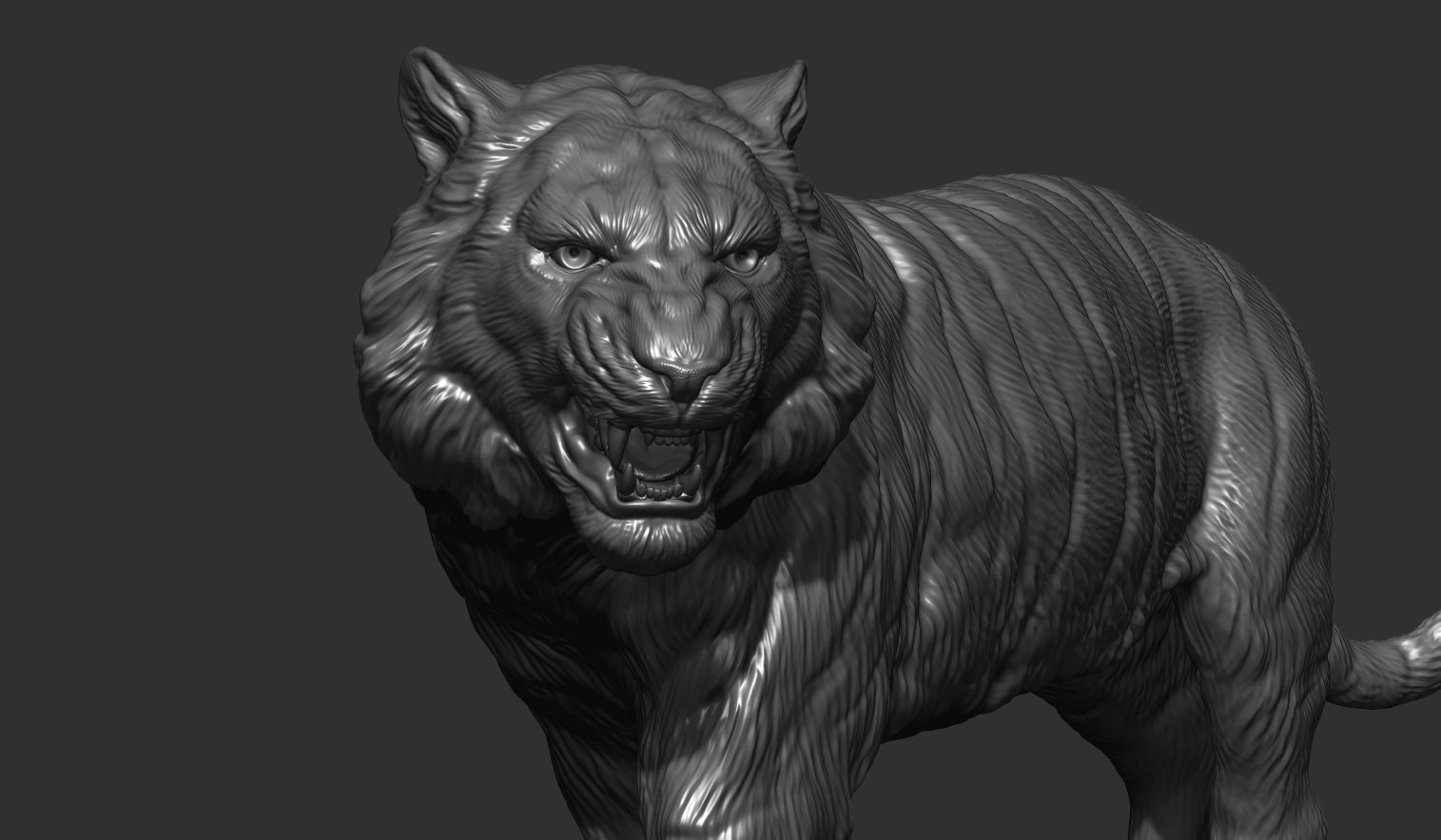 Tiger statue 3D print model_8