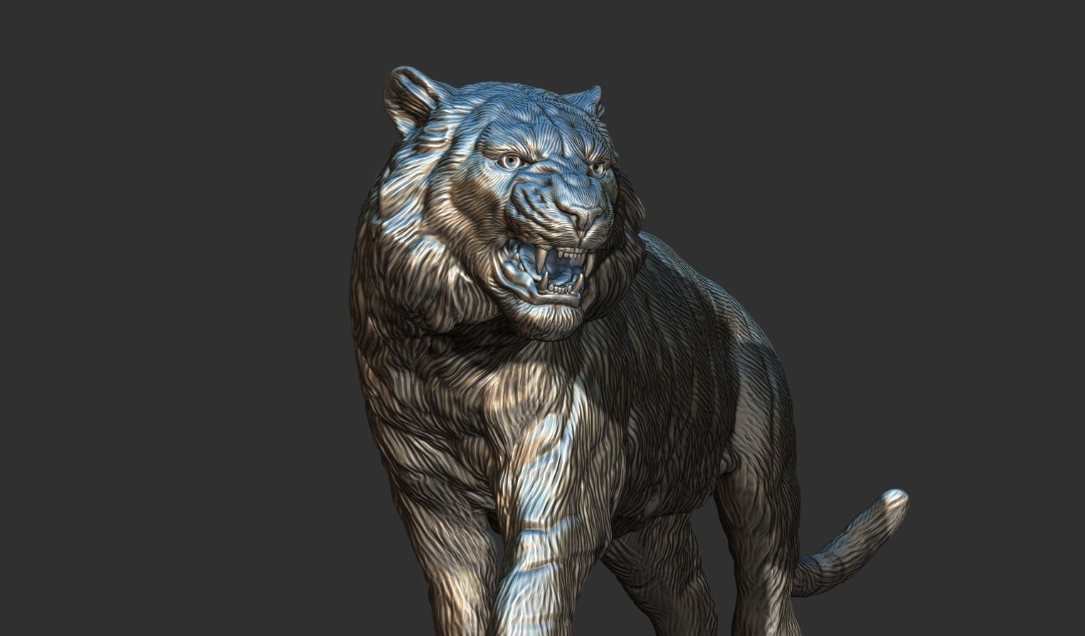 Tiger statue 3D print model_17