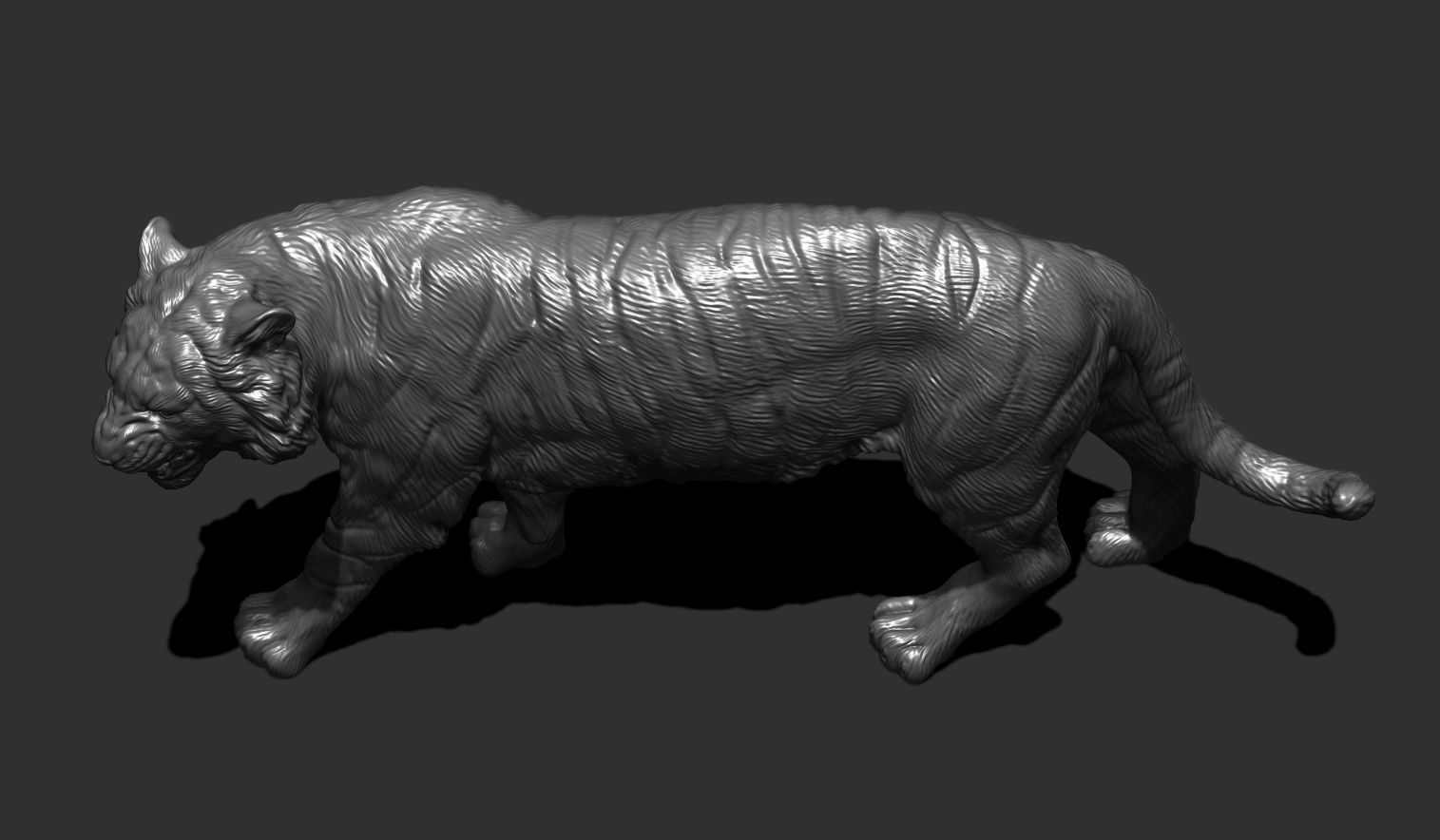 Tiger statue 3D print model_7