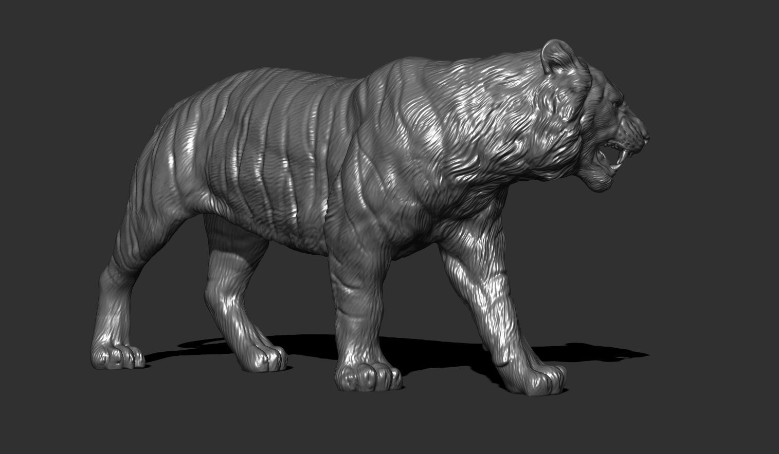 Tiger statue 3D print model_2