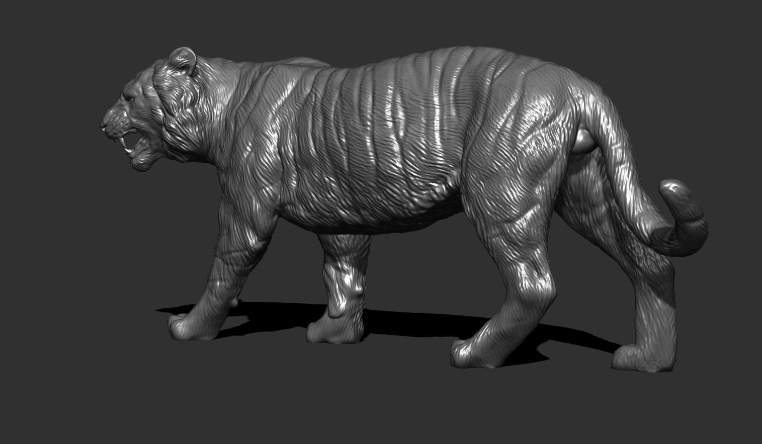 Tiger statue 3D print model_5