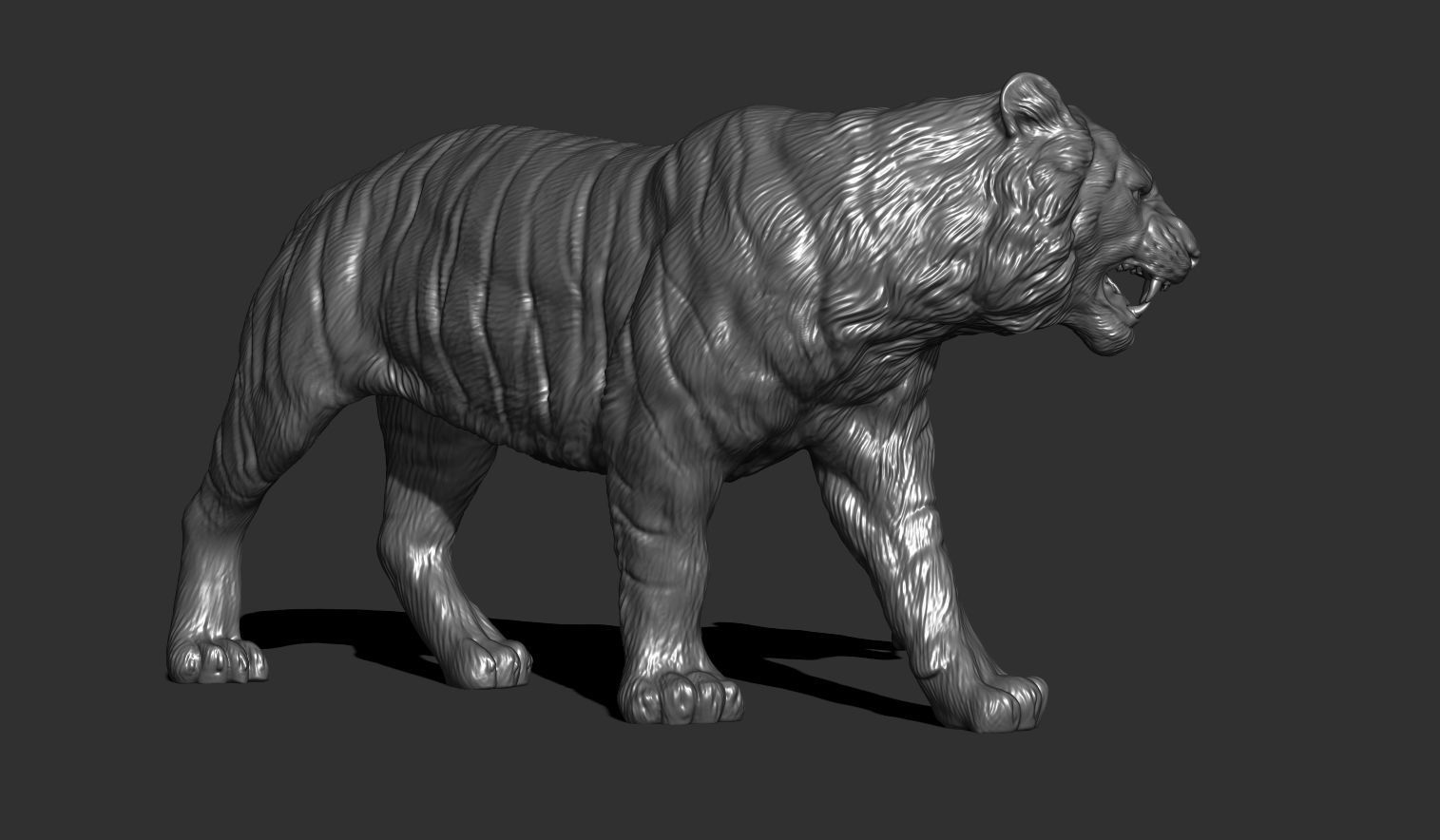 Tiger statue 3D print model_3