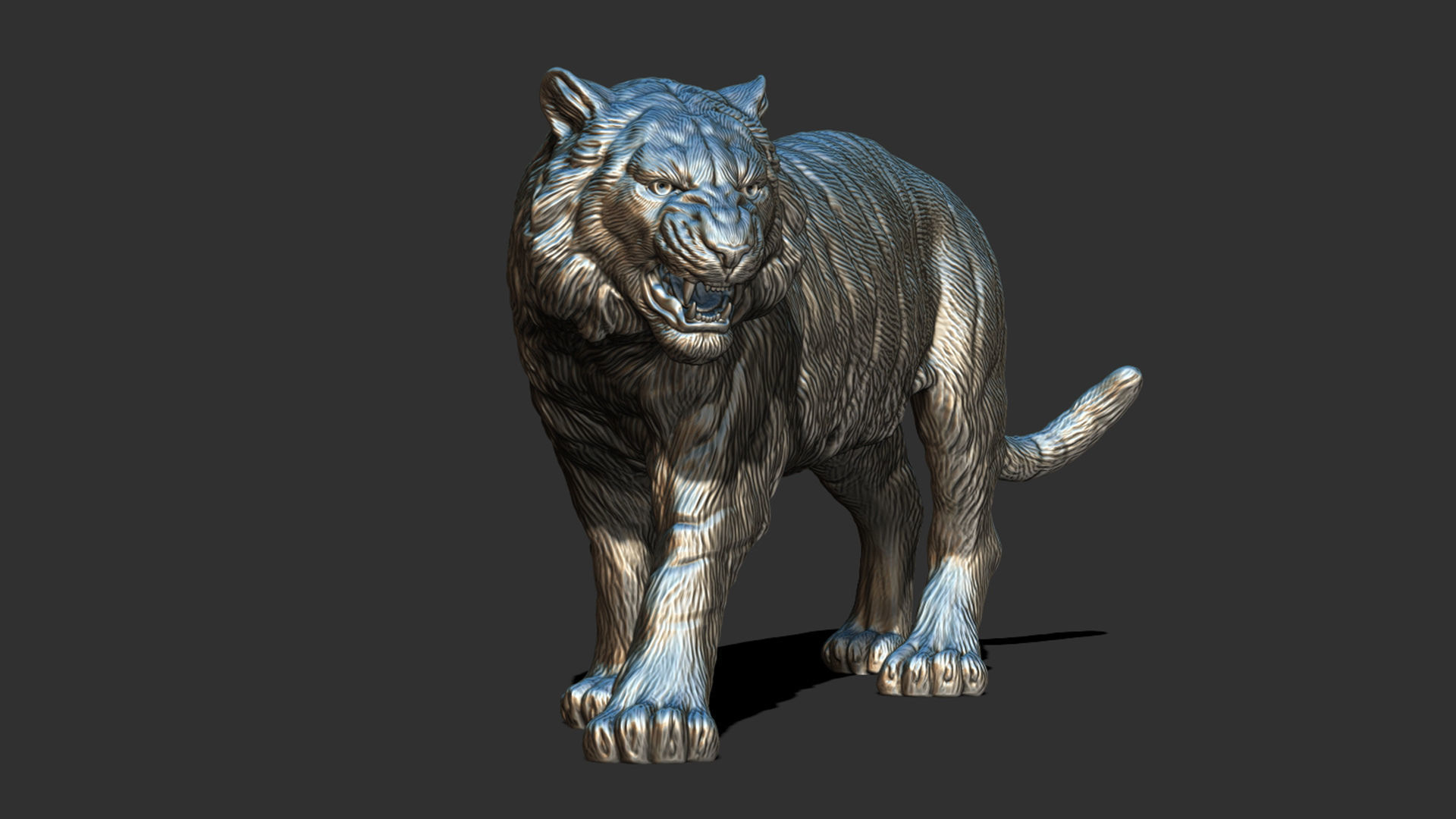 Tiger statue 3D print model_10