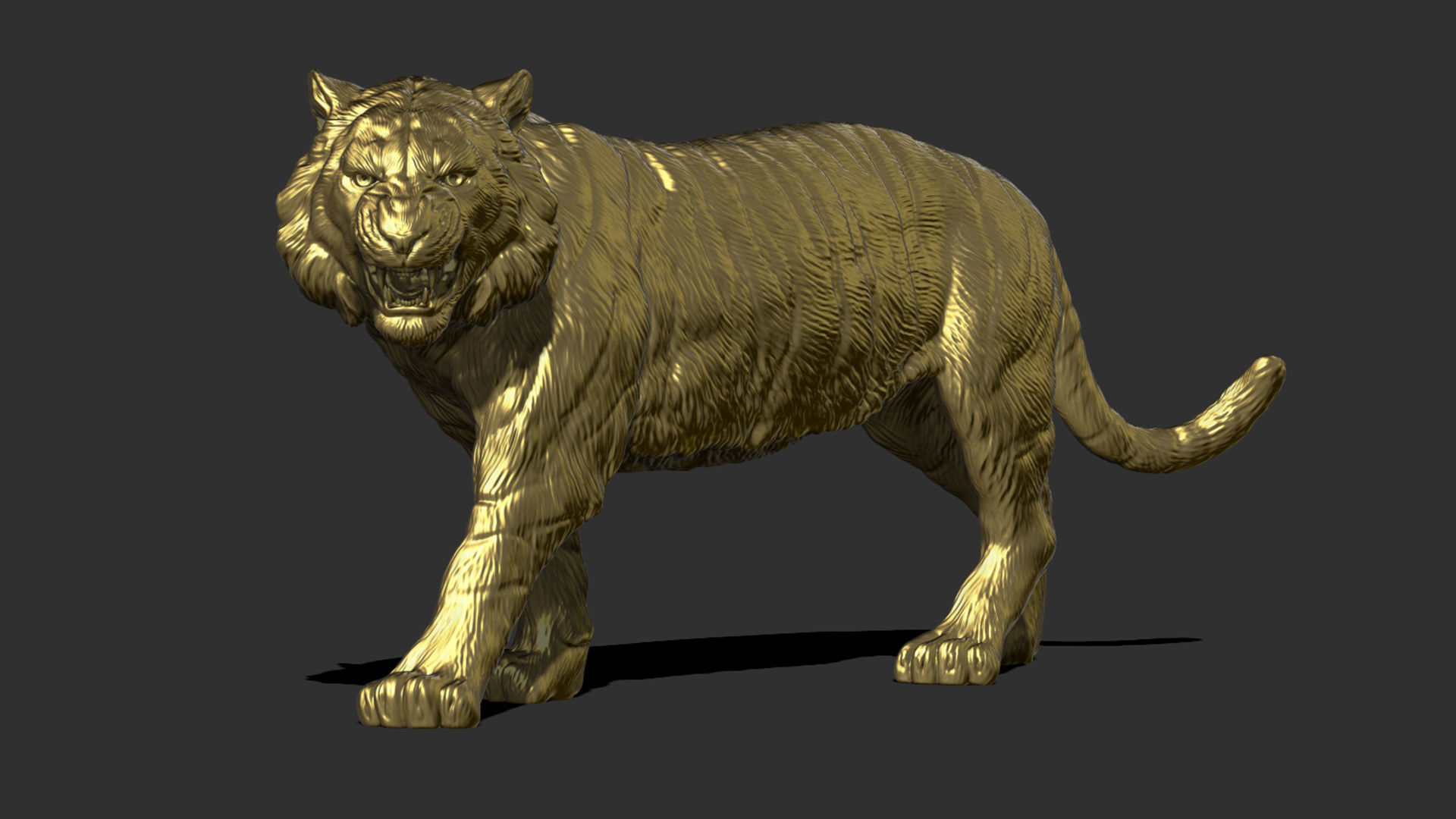 Tiger statue 3D print model_13