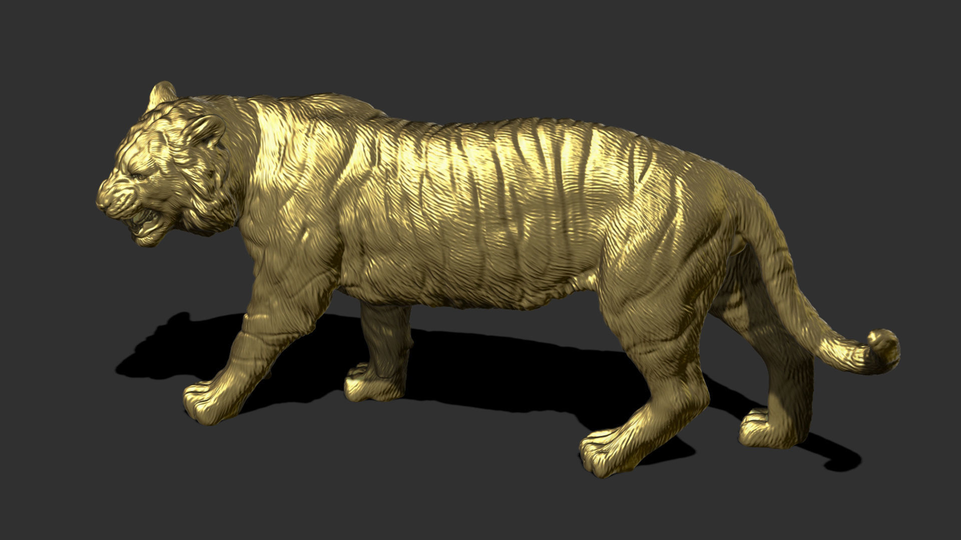 Tiger statue 3D print model_14