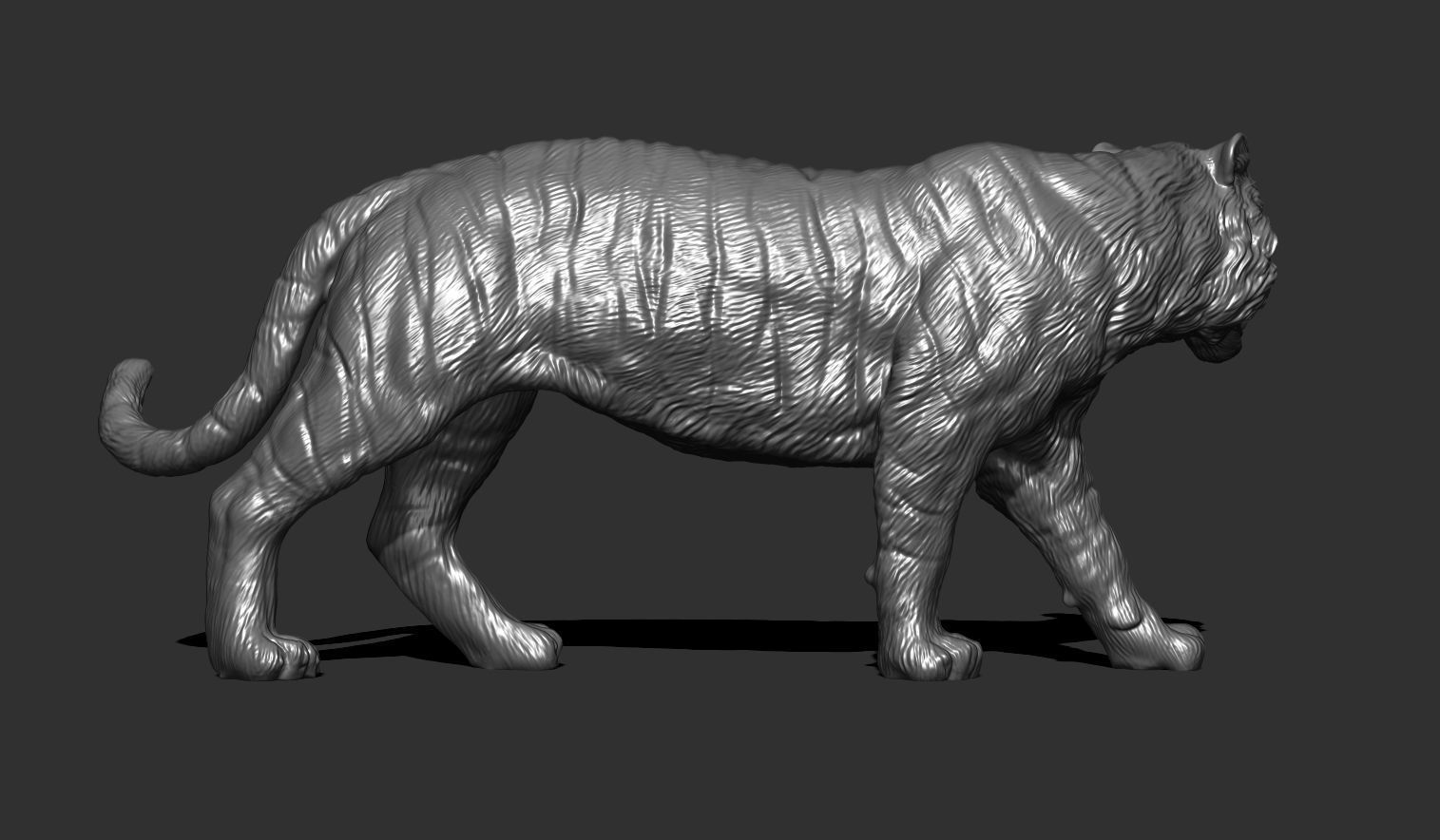 Tiger statue 3D print model_4