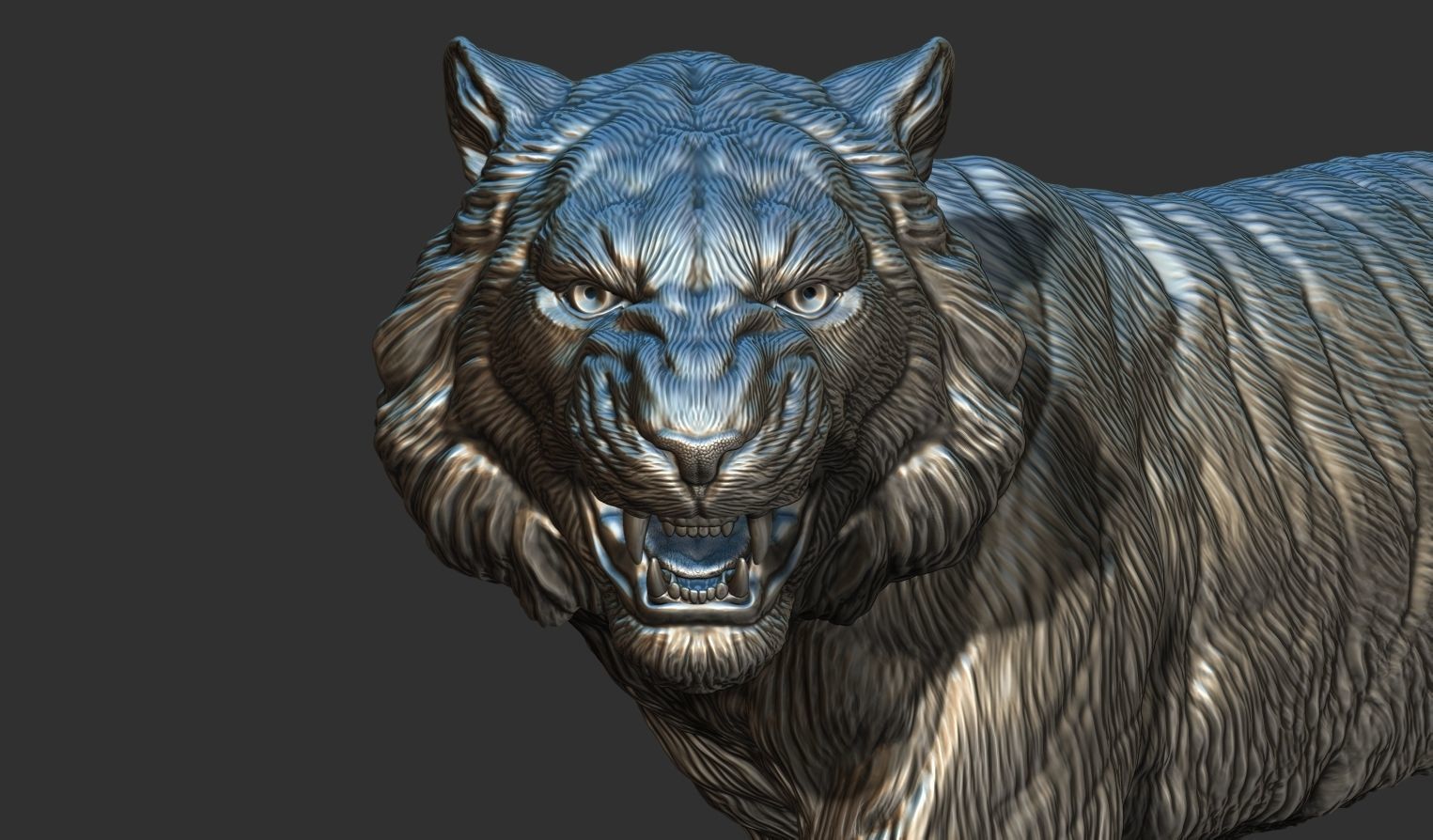 Tiger statue 3D print model_18