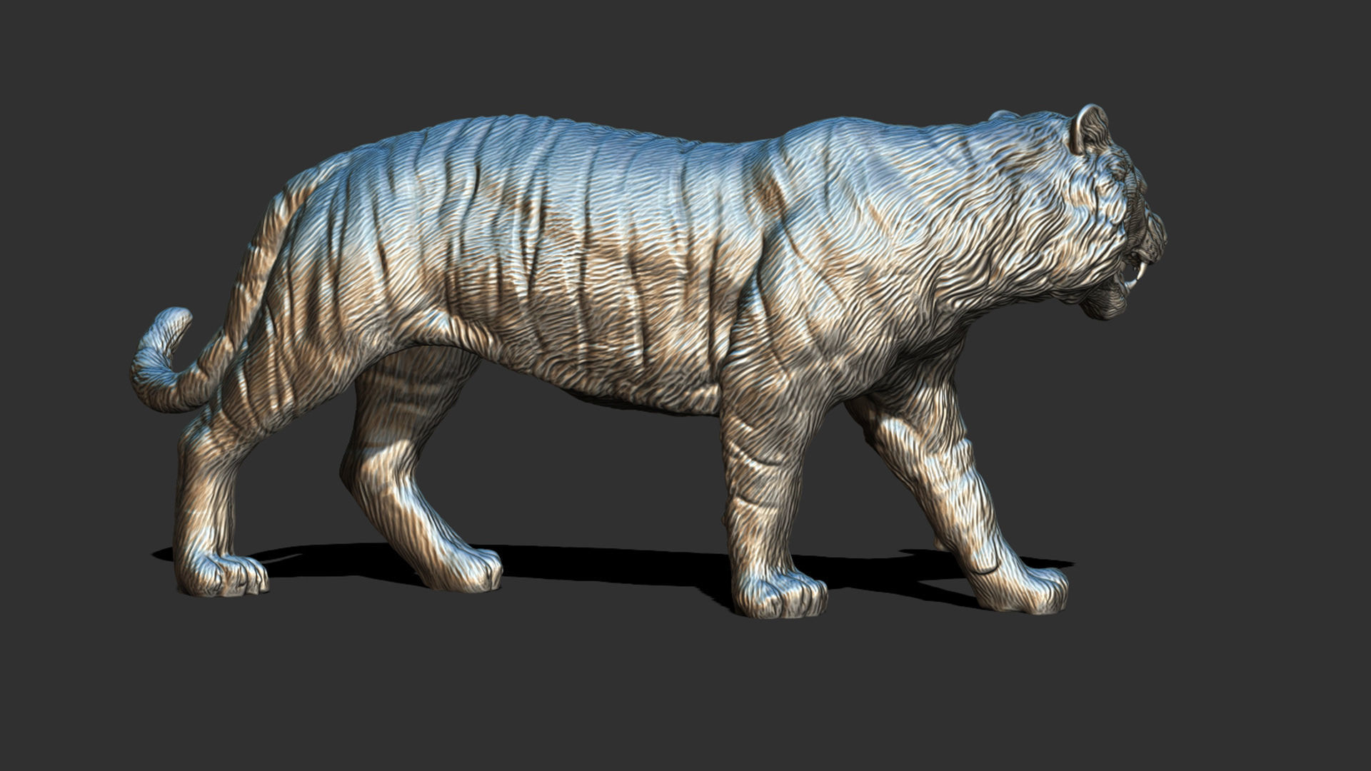 Tiger statue 3D print model_12