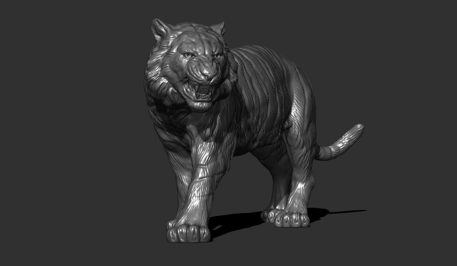 Tiger statue 3D print model_1