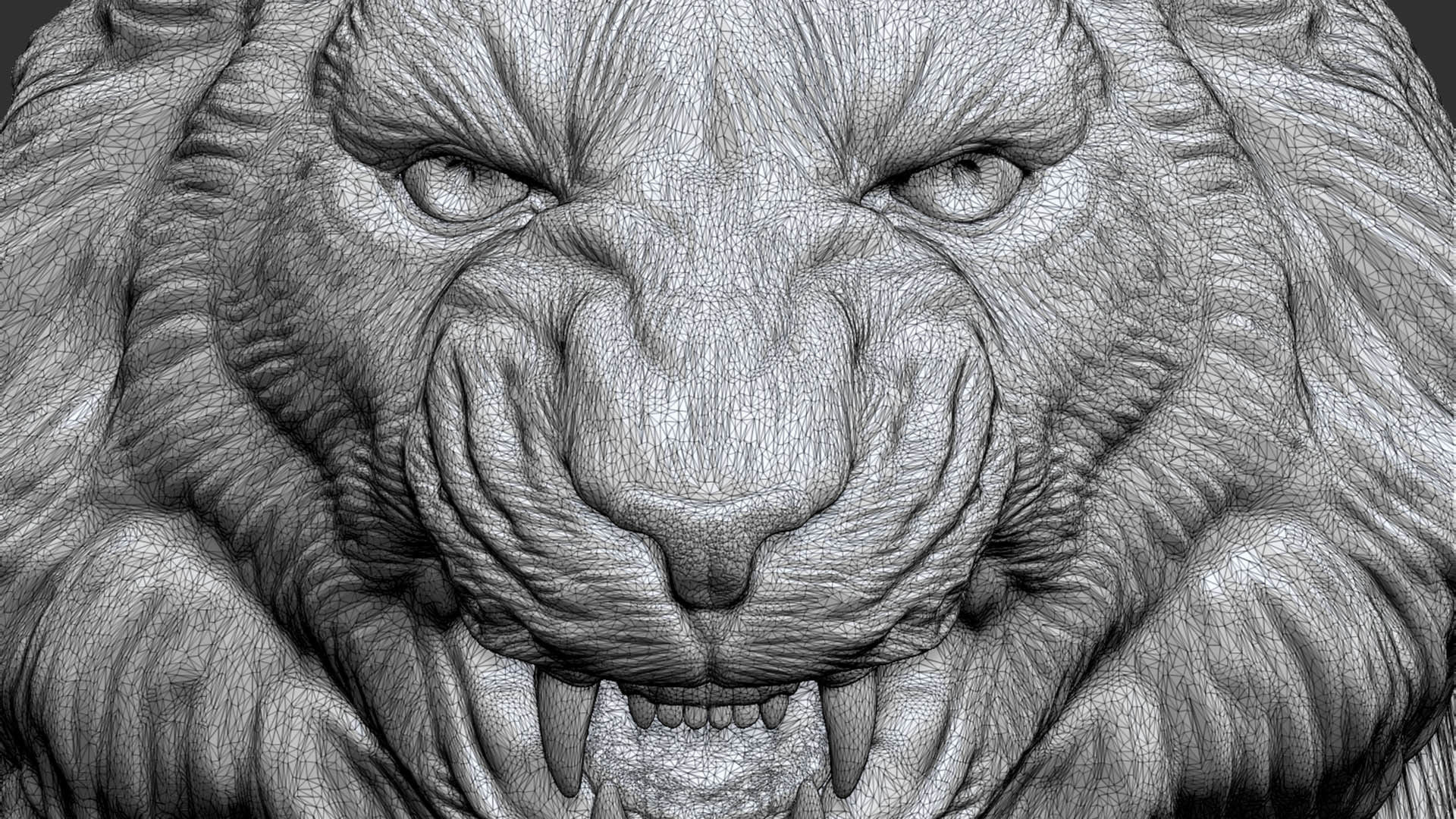 Tiger statue 3D print model_19