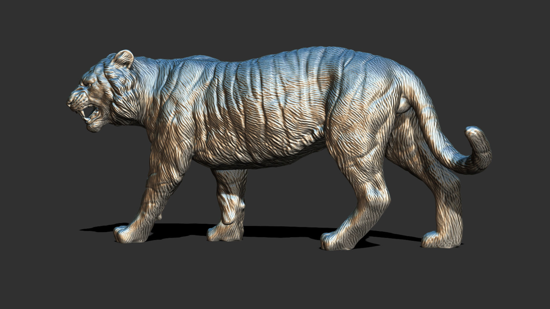 Tiger statue 3D print model_11
