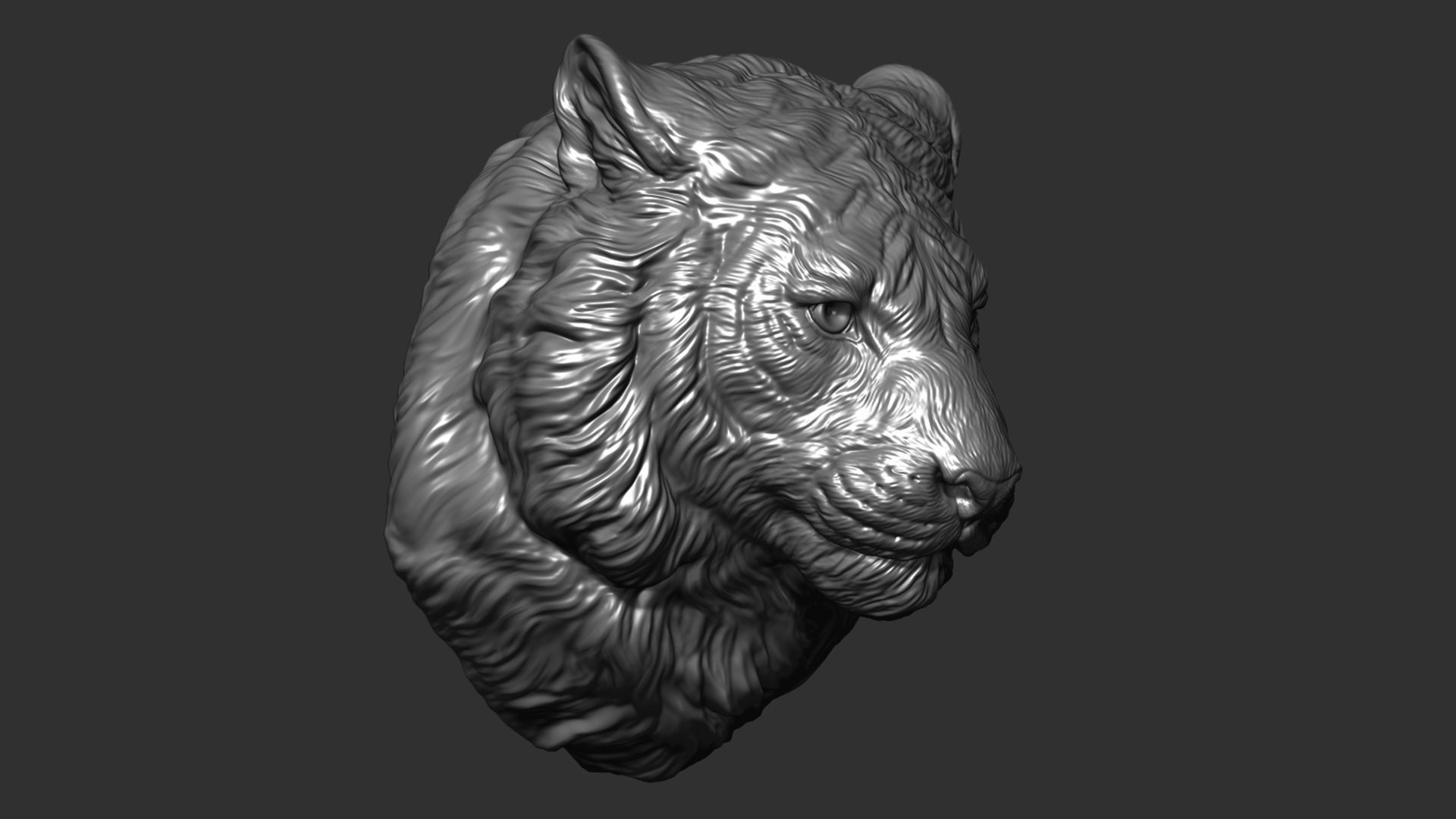 Tiger head pendant 3D print model_10