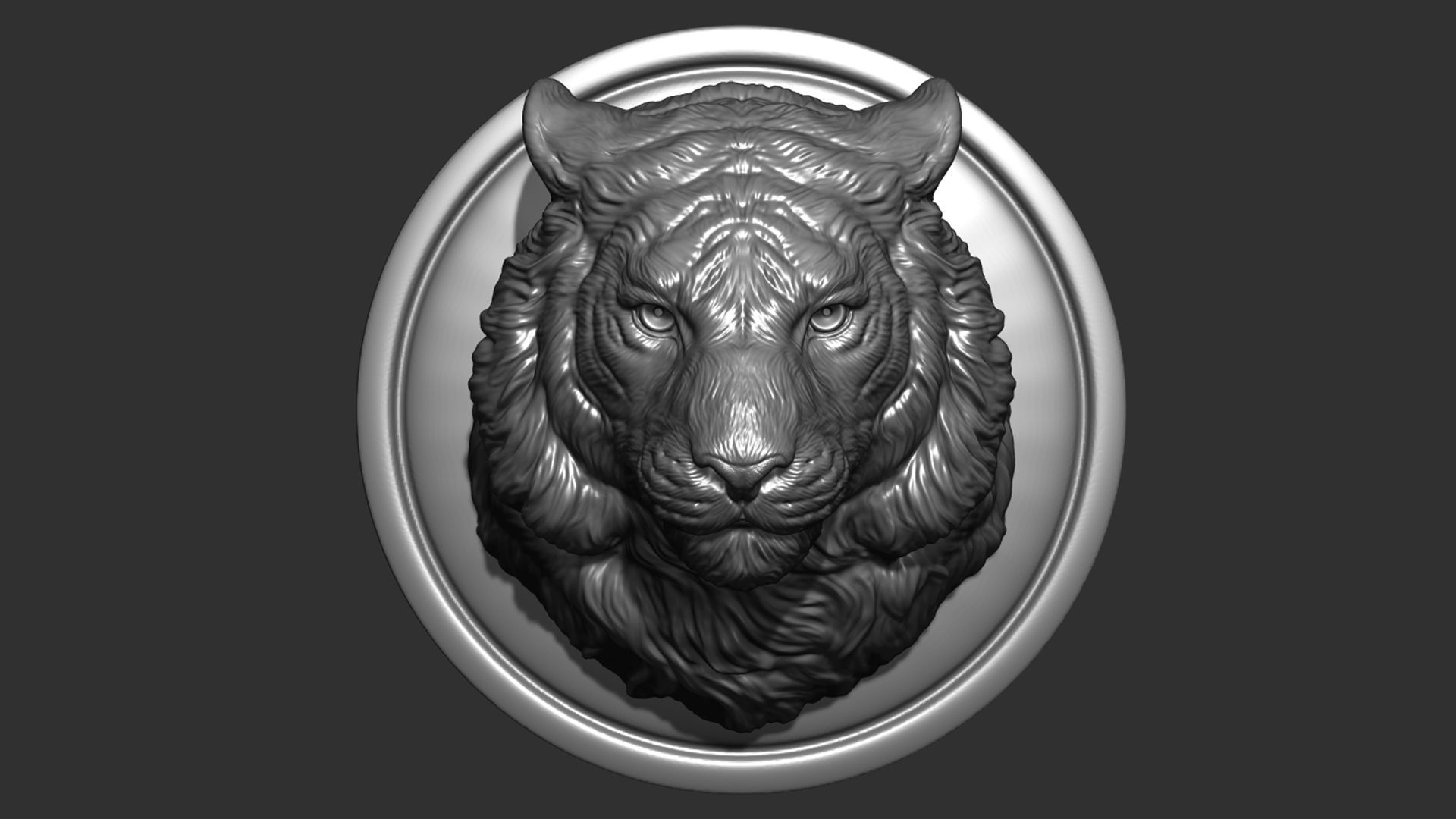 Tiger head pendant 3D print model_14
