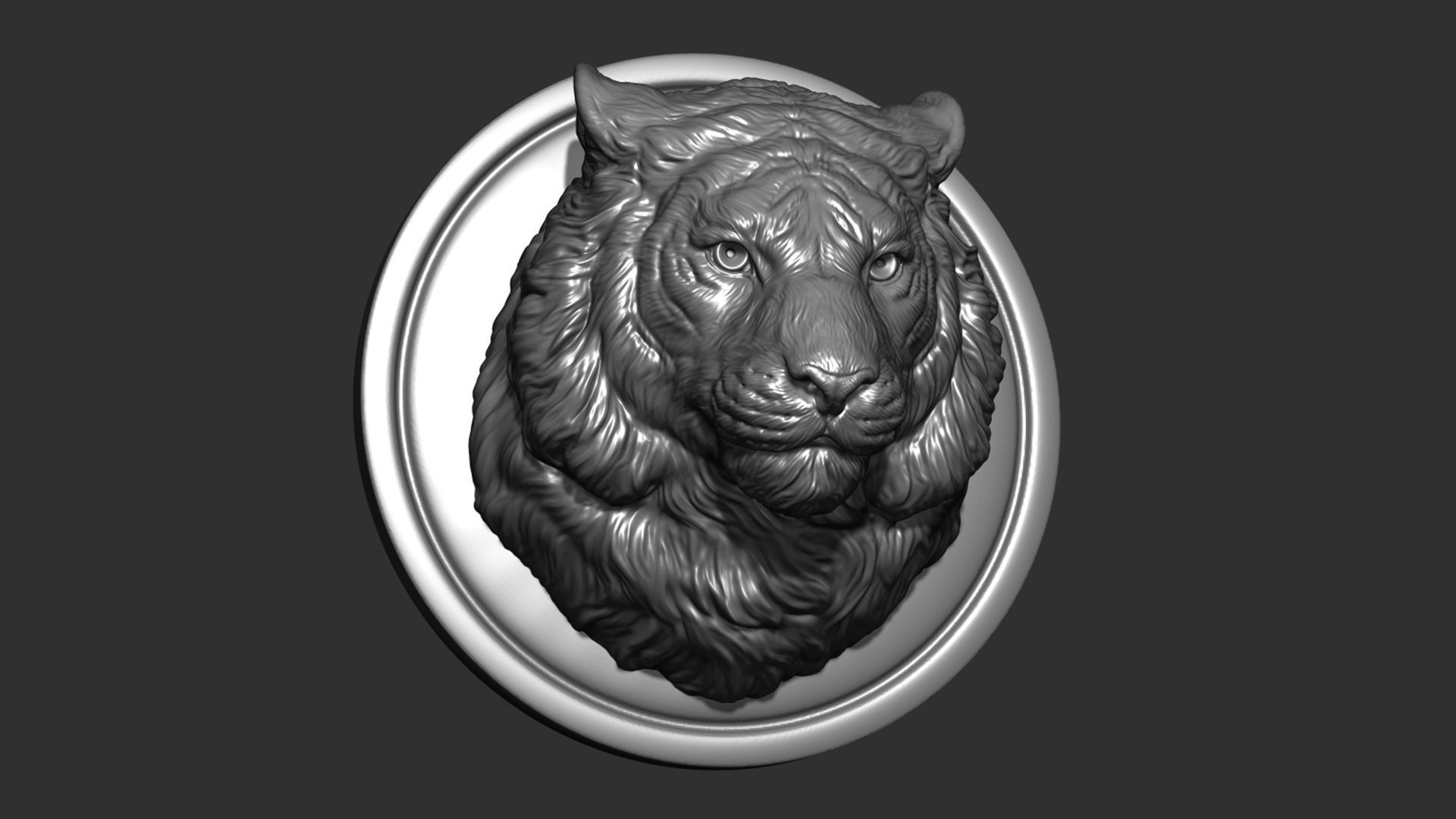 Tiger head pendant 3D print model_13