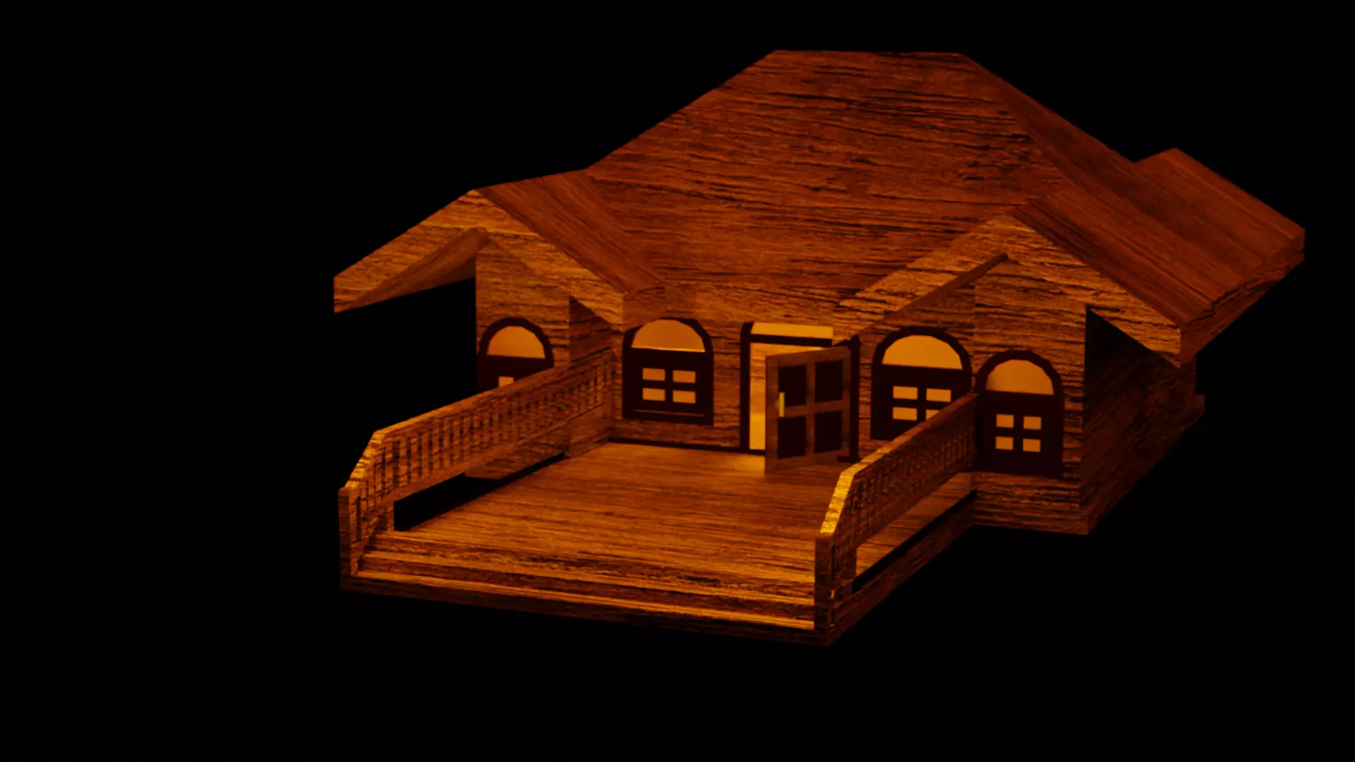 Wooden house 3d model Low poly Free low-poly 3D model