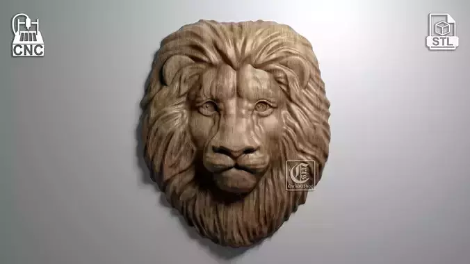 Lion Head - 3D STL File for CNC  3D model