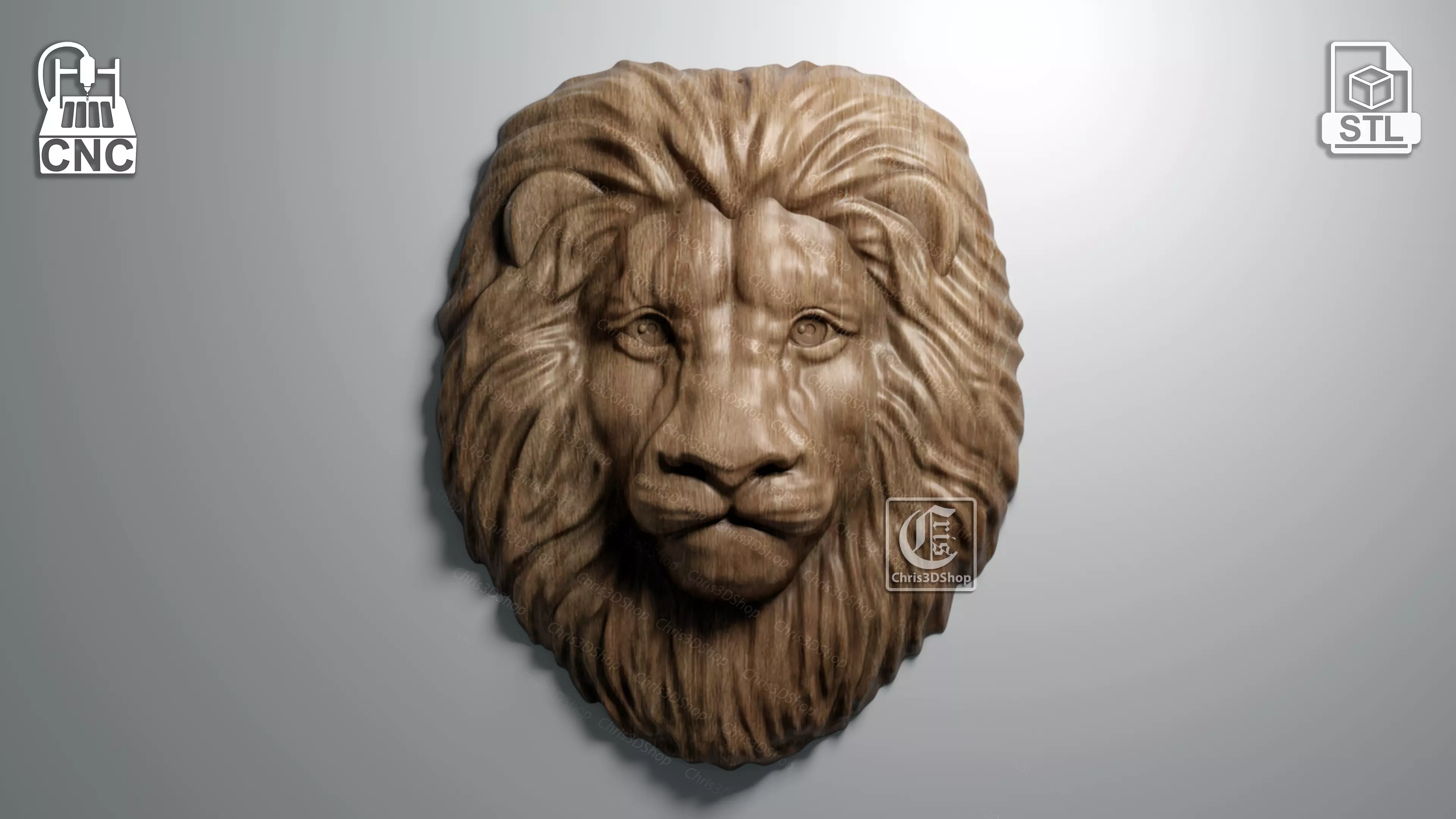 Lion Head - 3D STL File for CNC 3D model_0