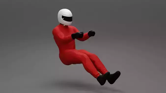 Racing driver in the car 3D print model