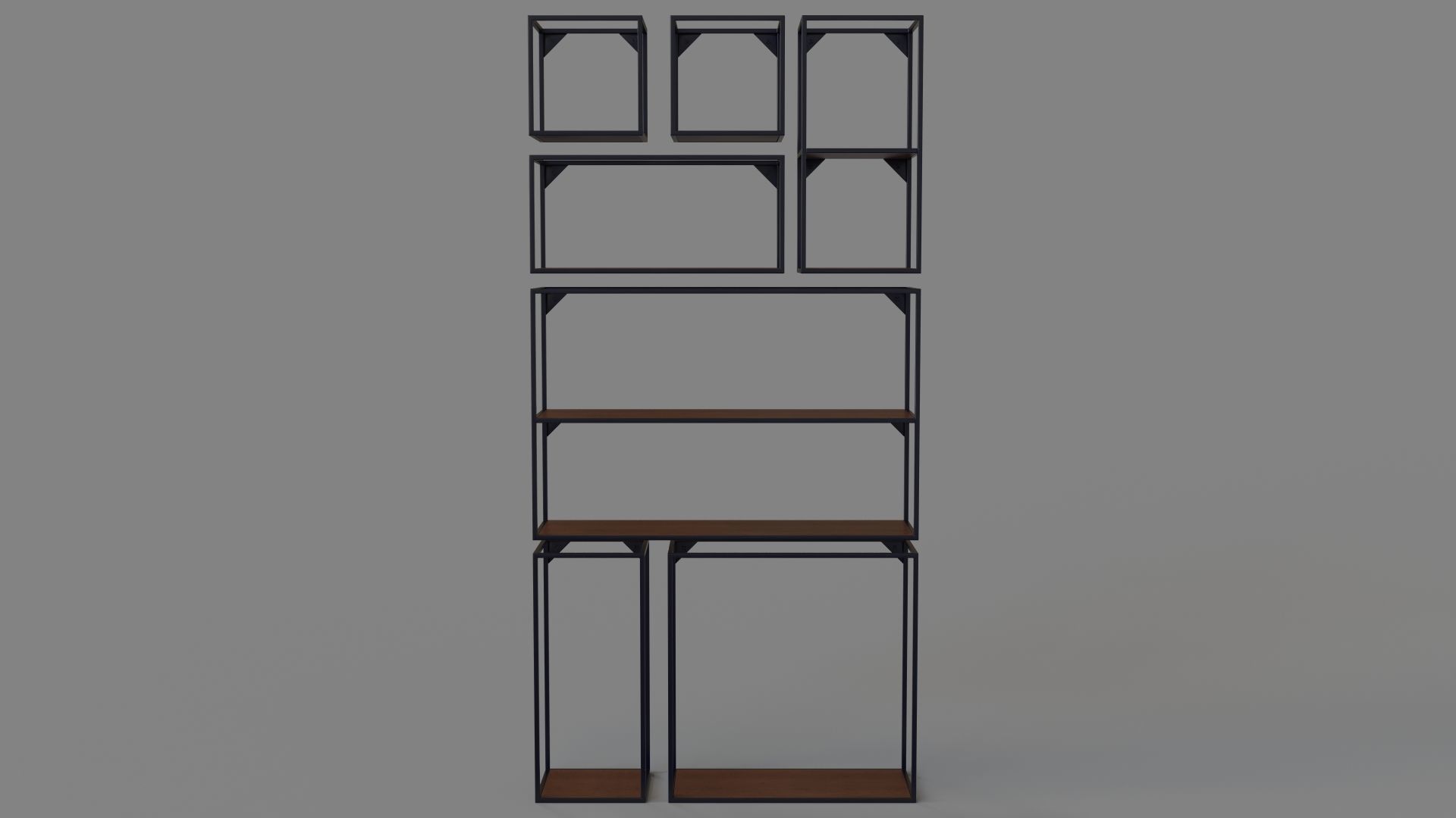 Booker Long Vertical Shelf Set Of 7 3D model_1