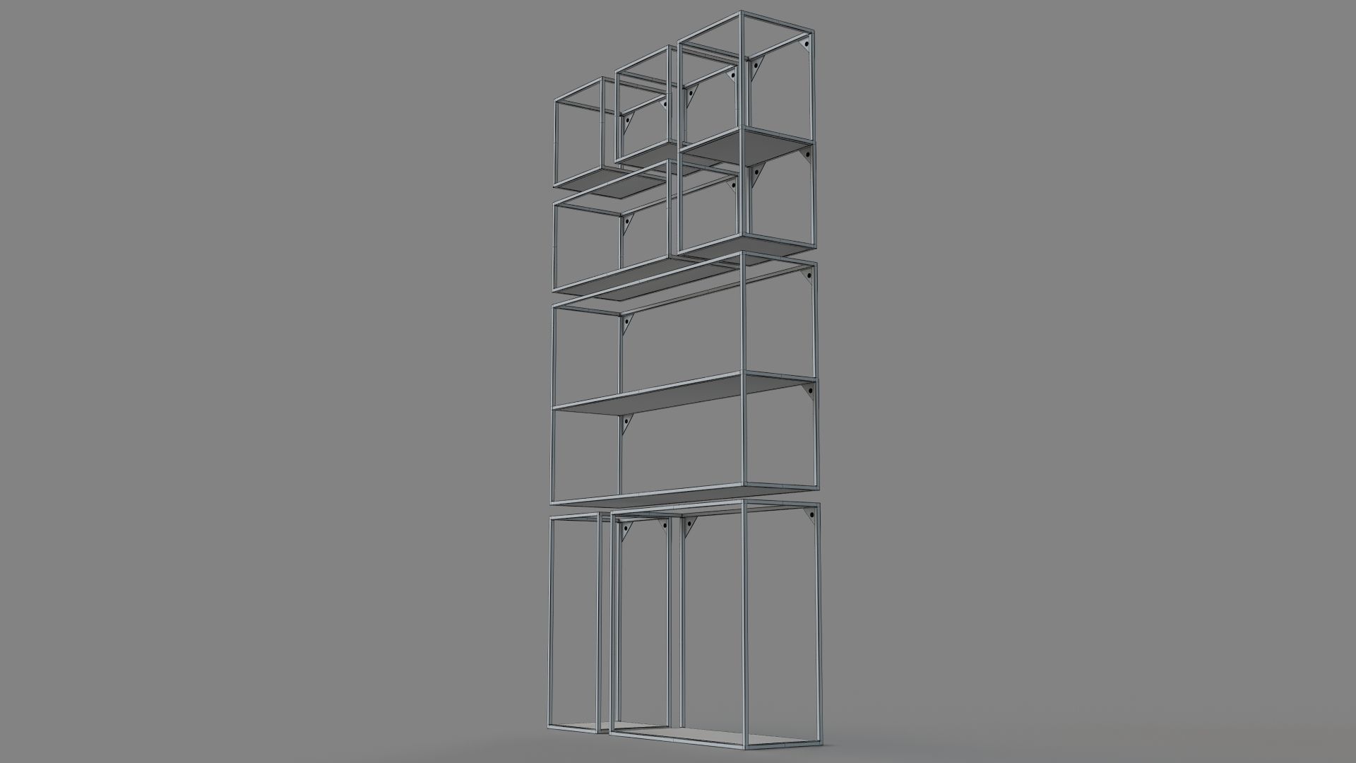 Booker Long Vertical Shelf Set Of 7 3D model_5