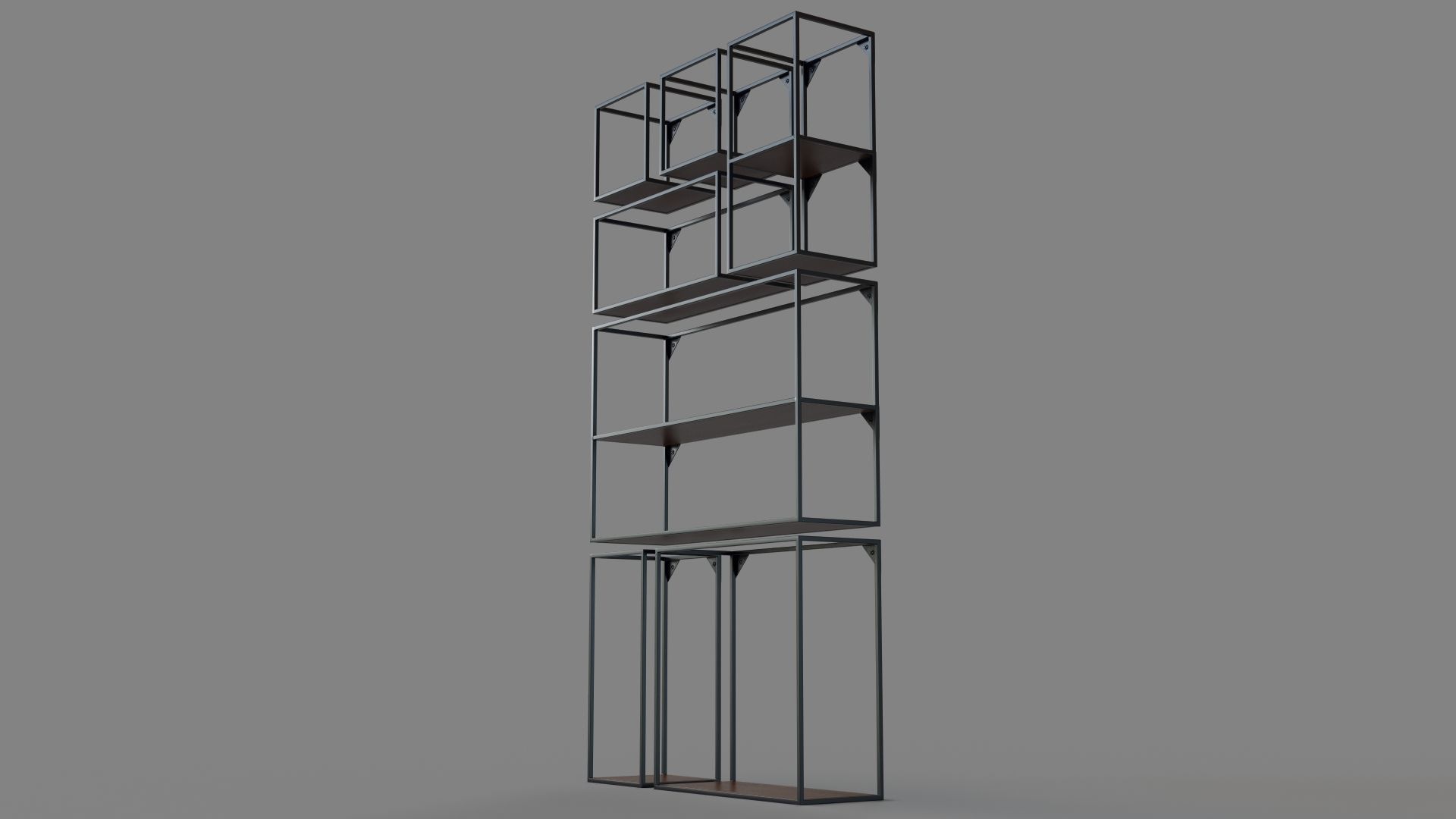 Booker Long Vertical Shelf Set Of 7 3D model_4