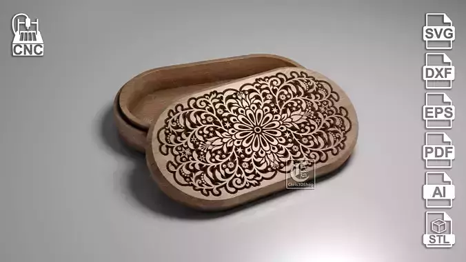 Oval V-Carved Jewelry Box - CNC Files 