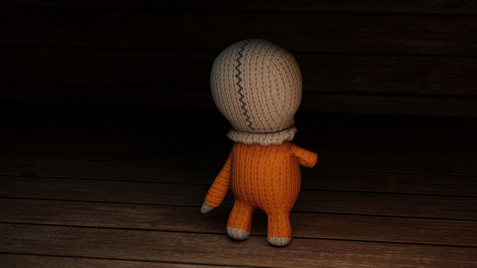 Burlap knitted doll Low-poly 3D model_35