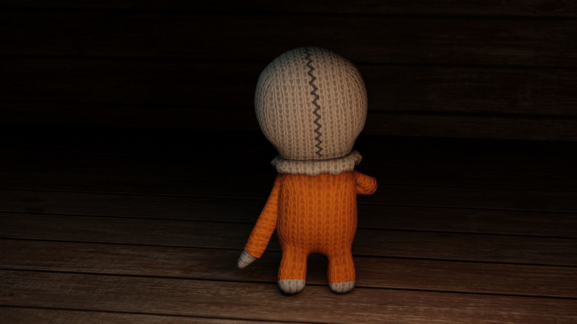 Burlap knitted doll Low-poly 3D model_30