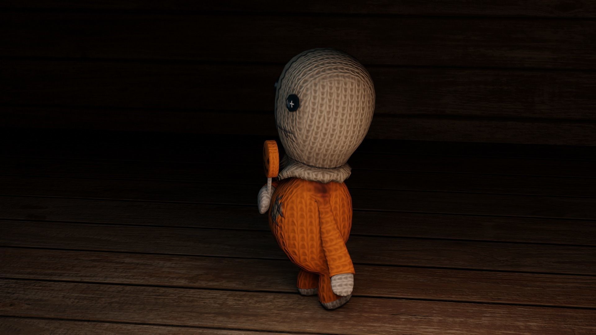 Burlap knitted doll Low-poly 3D model_13