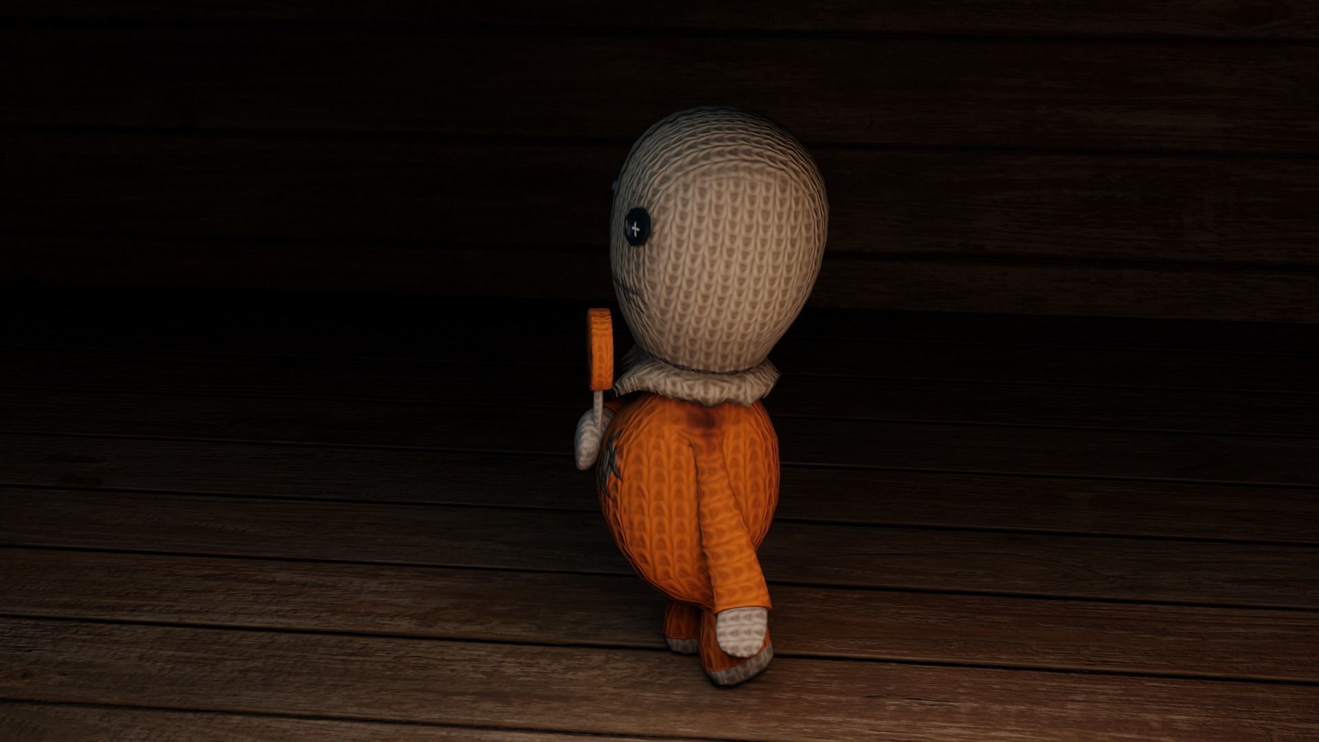 Burlap knitted doll Low-poly 3D model_15