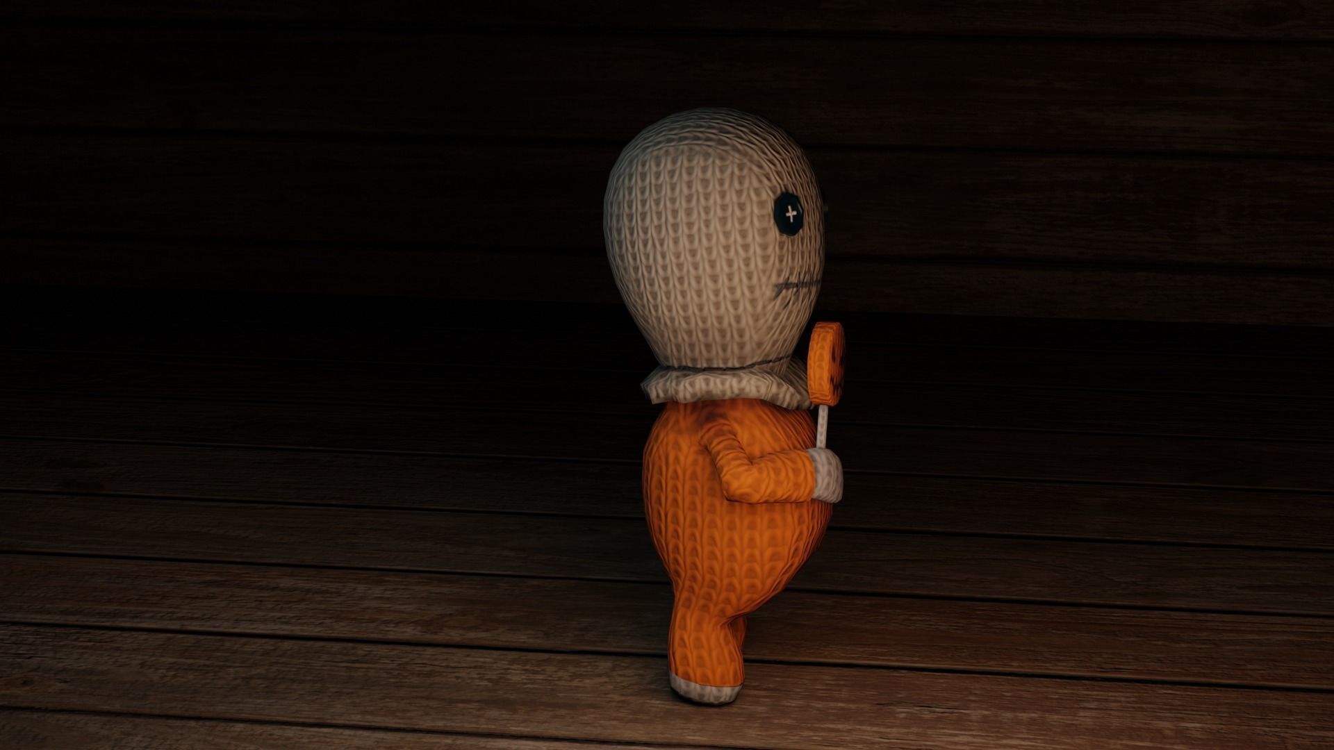 Burlap knitted doll Low-poly 3D model_48