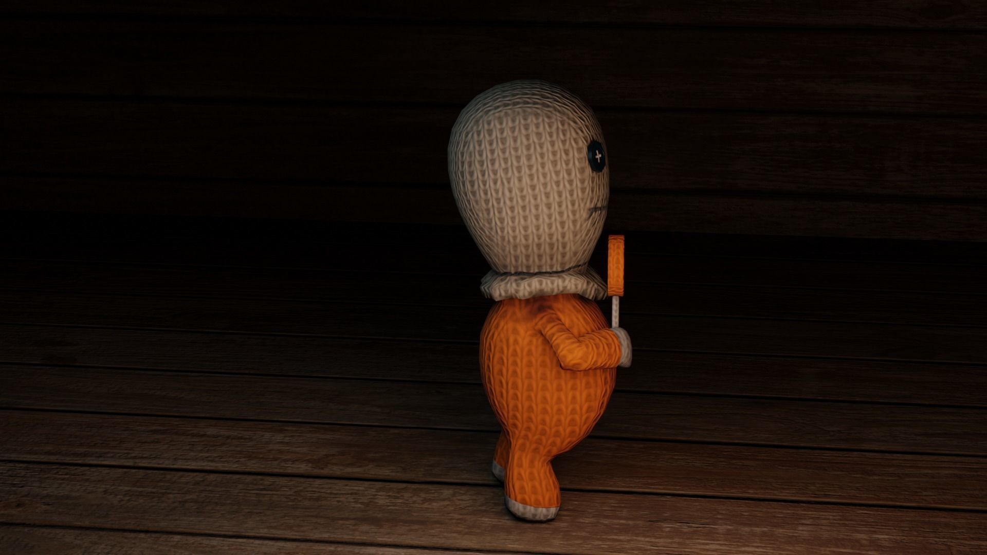 Burlap knitted doll Low-poly 3D model_46