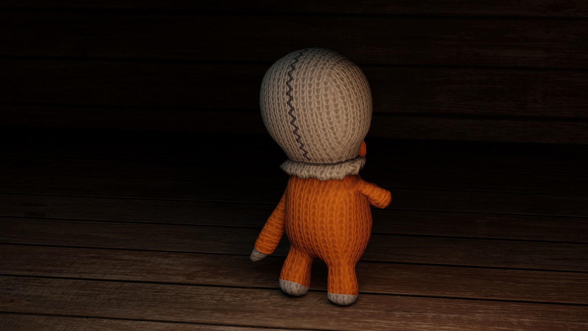Burlap knitted doll Low-poly 3D model_36