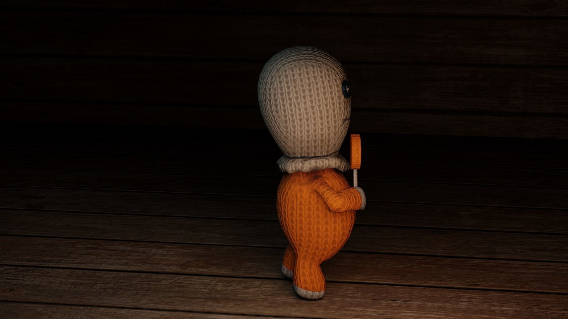 Burlap knitted doll Low-poly 3D model_45