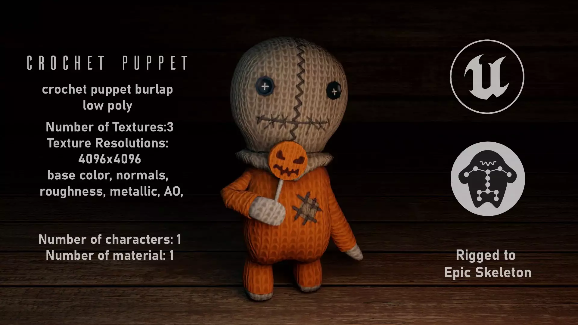 Burlap knitted doll Low-poly 3D model_0