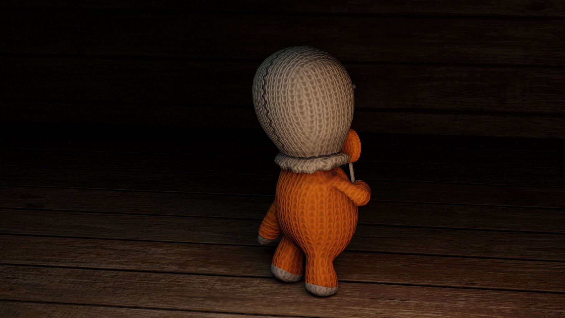 Burlap knitted doll Low-poly 3D model_40