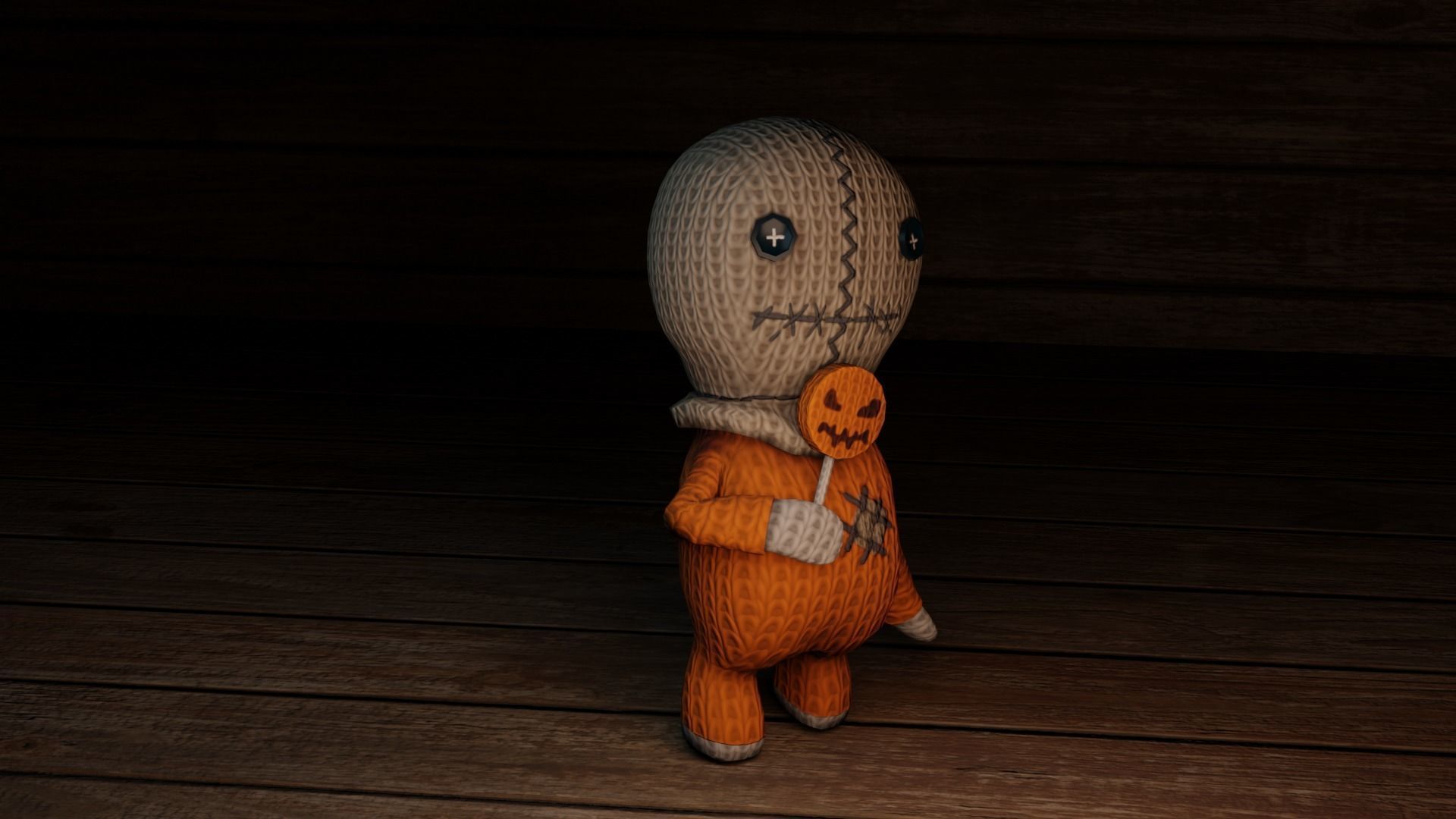 Burlap knitted doll Low-poly 3D model_54