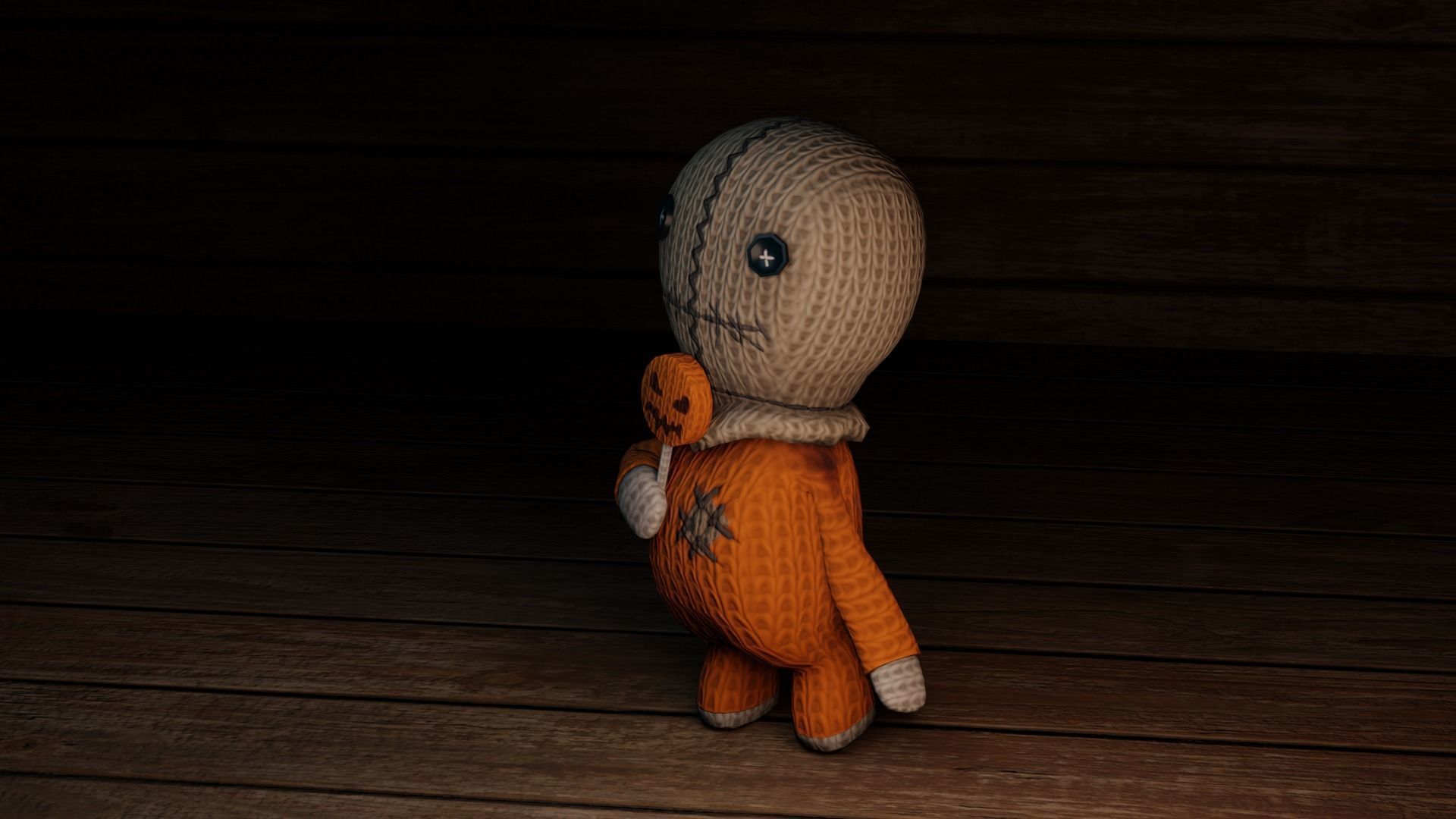 Burlap knitted doll Low-poly 3D model_8