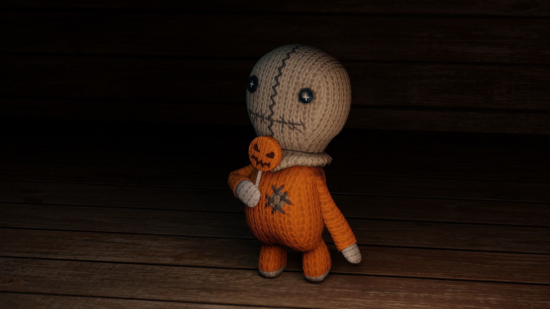 Burlap knitted doll Low-poly 3D model_5
