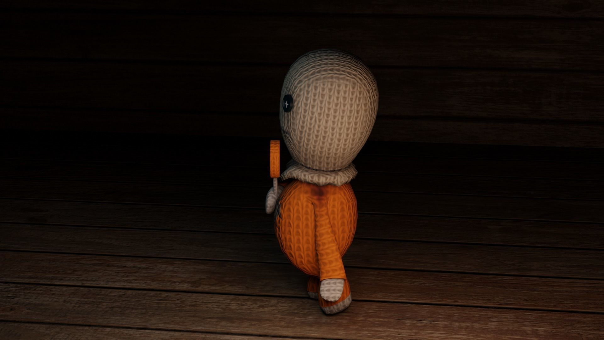 Burlap knitted doll Low-poly 3D model_16