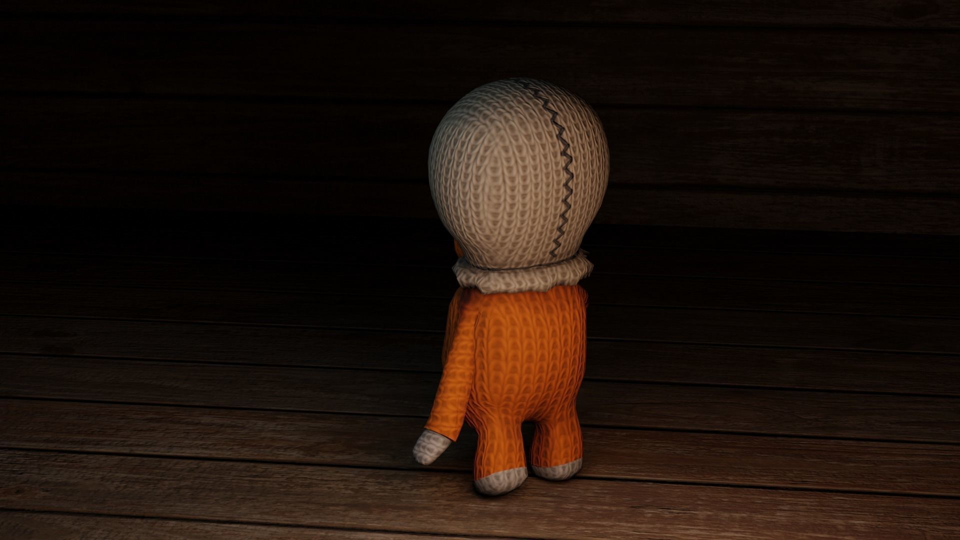 Burlap knitted doll Low-poly 3D model_25