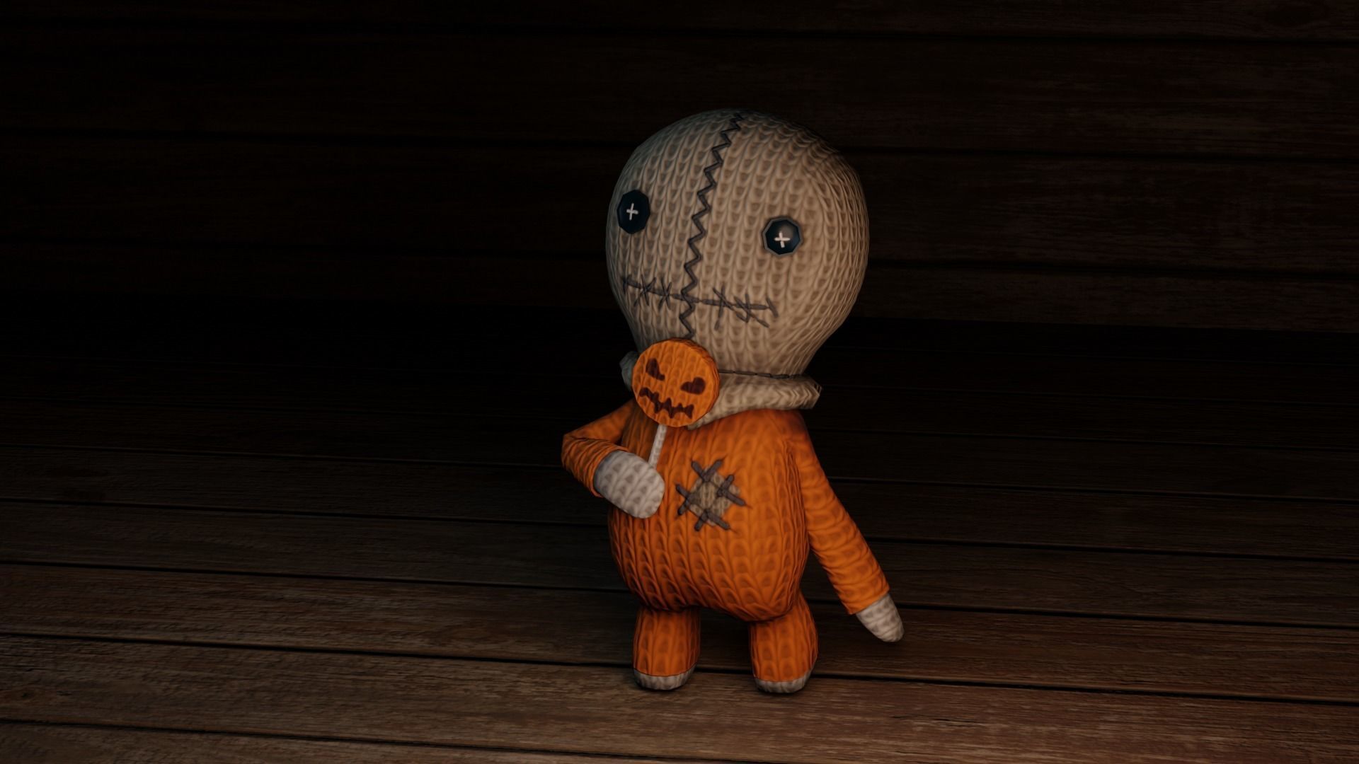 Burlap knitted doll Low-poly 3D model_3