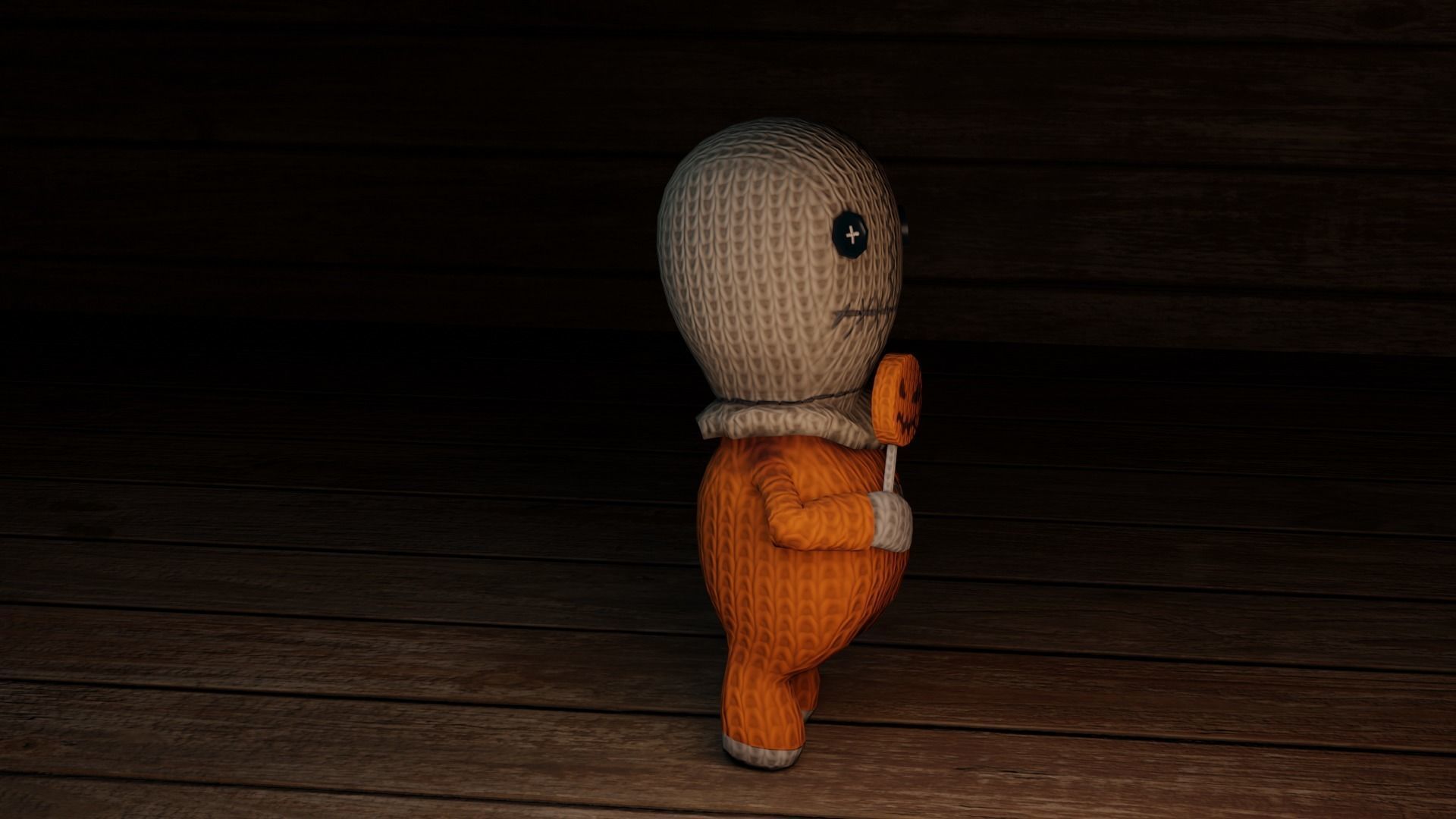 Burlap knitted doll Low-poly 3D model_49