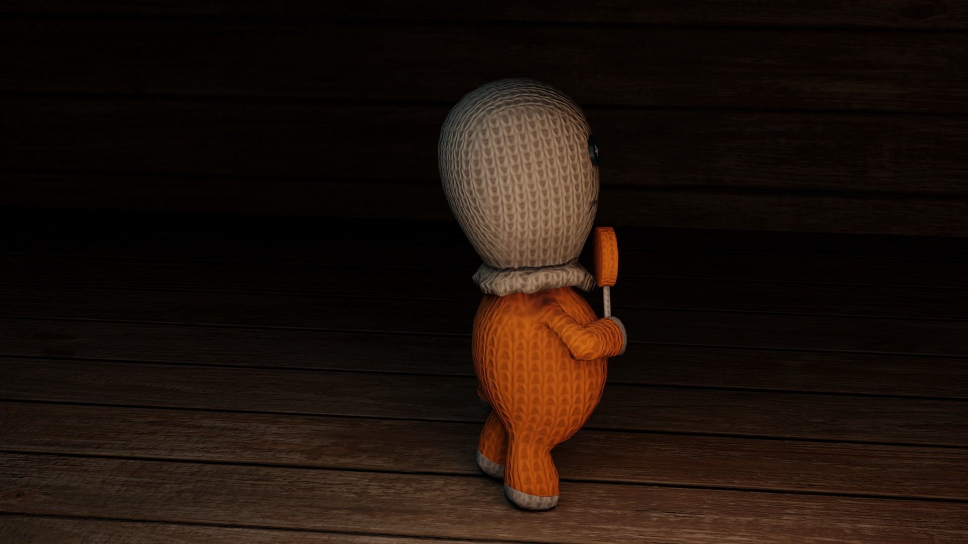 Burlap knitted doll Low-poly 3D model_44