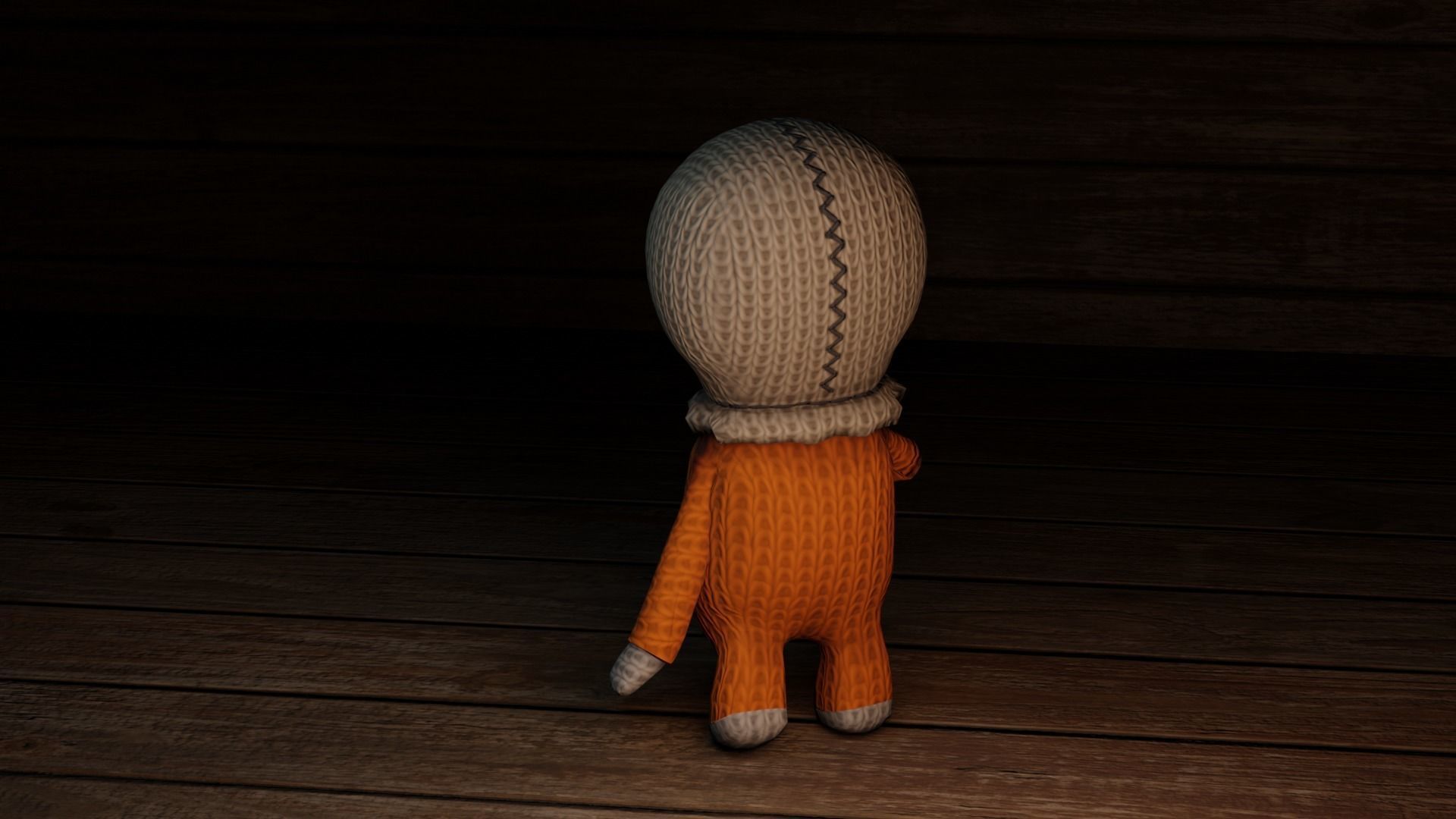 Burlap knitted doll Low-poly 3D model_27