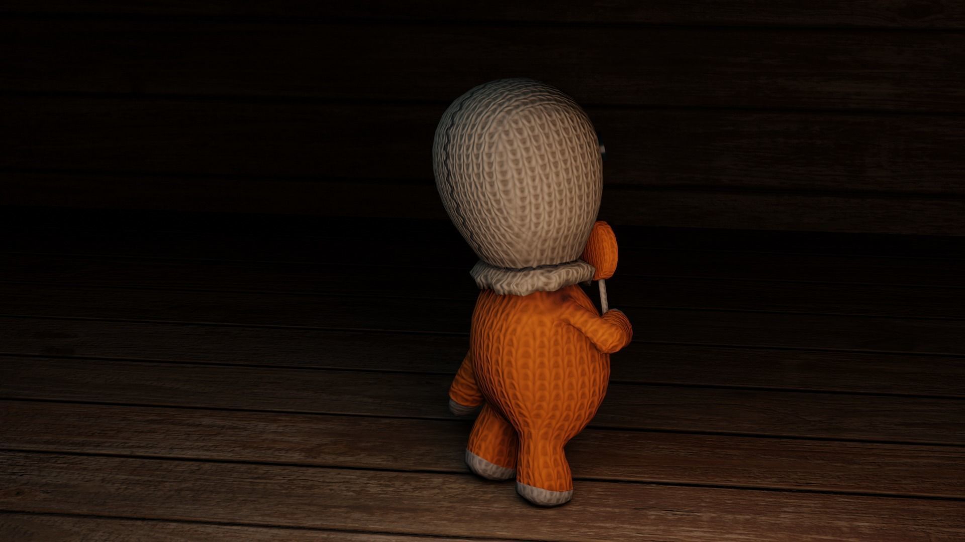 Burlap knitted doll Low-poly 3D model_41