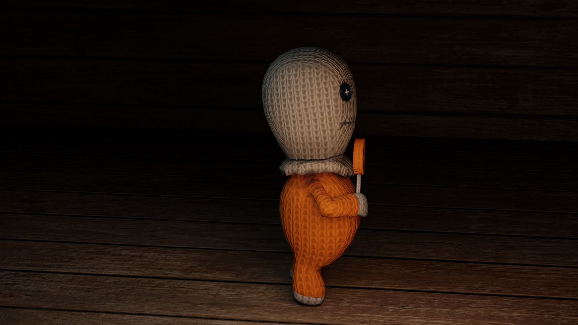 Burlap knitted doll Low-poly 3D model_47