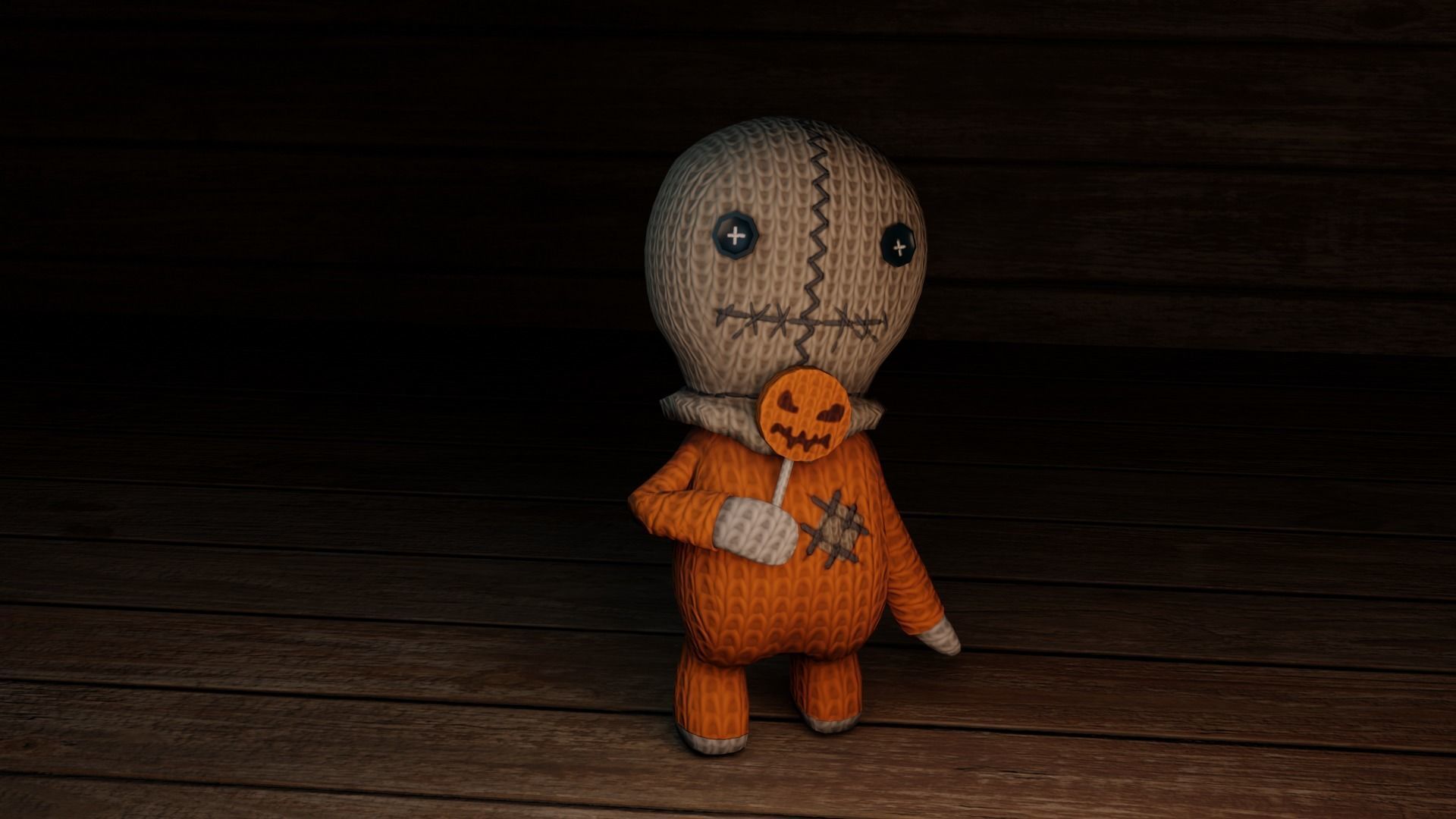 Burlap knitted doll Low-poly 3D model_57