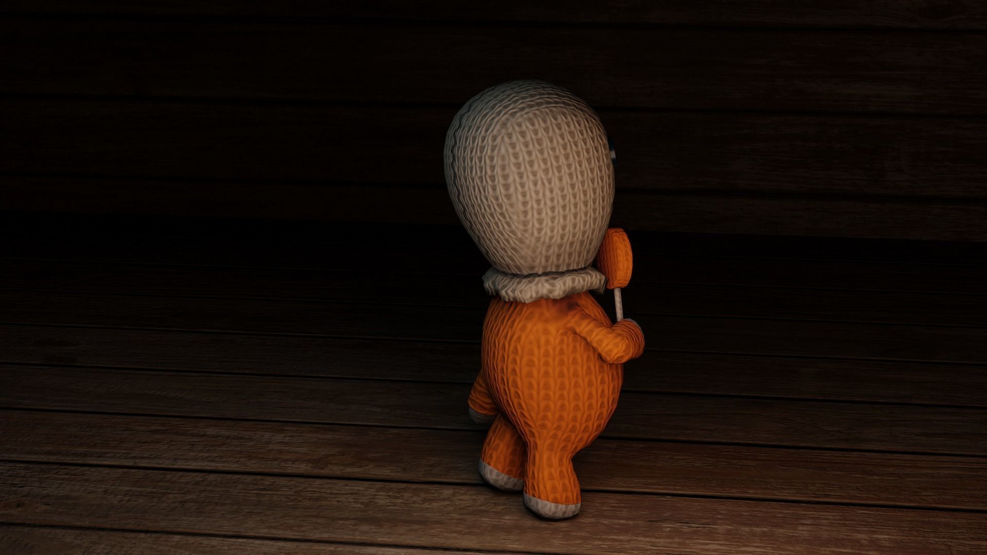 Burlap knitted doll Low-poly 3D model_42